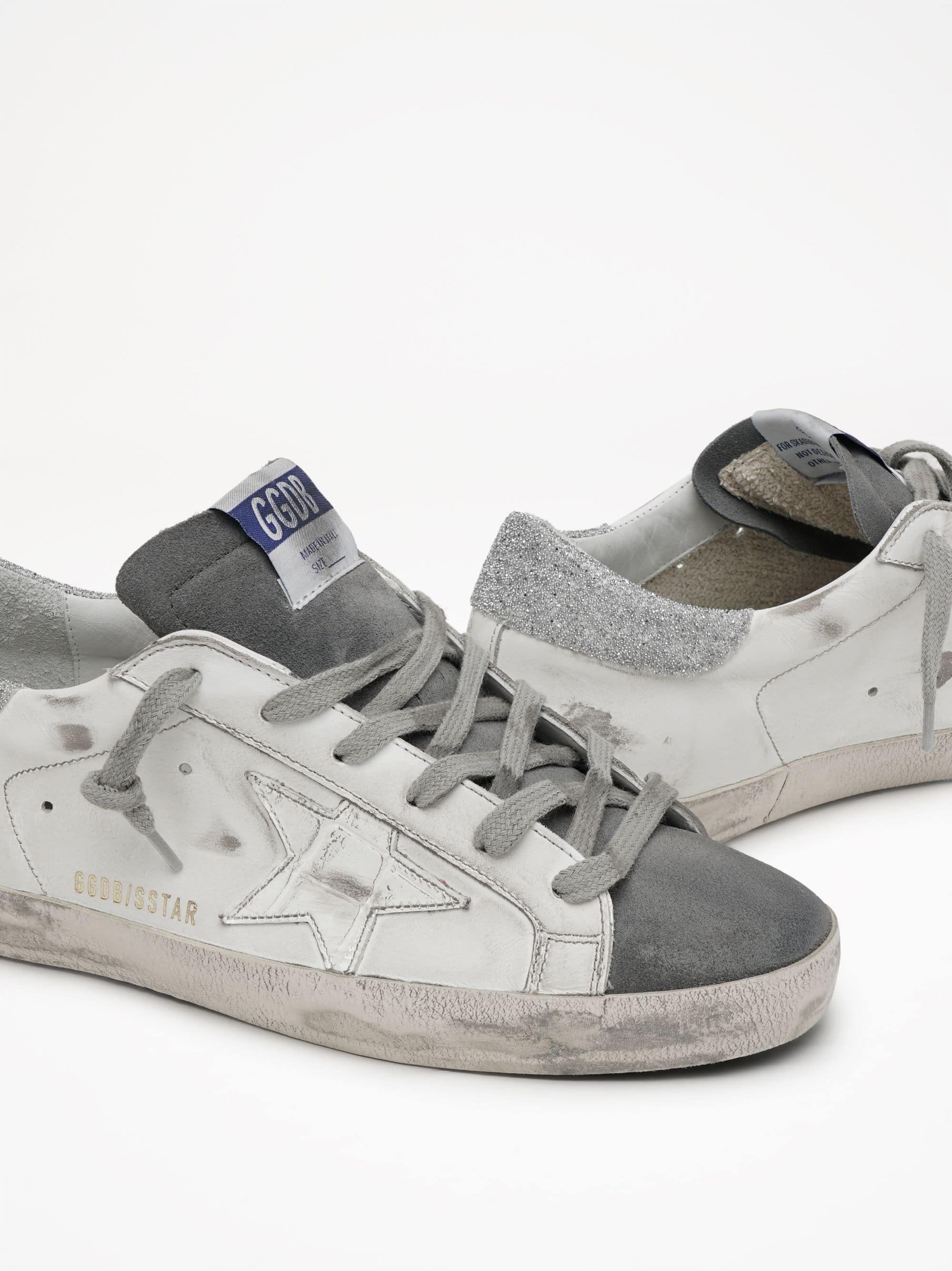Women | Super-Star Leather Upper Cocco Print Star Crystal | Dark Grey x White x Silver - Image 3