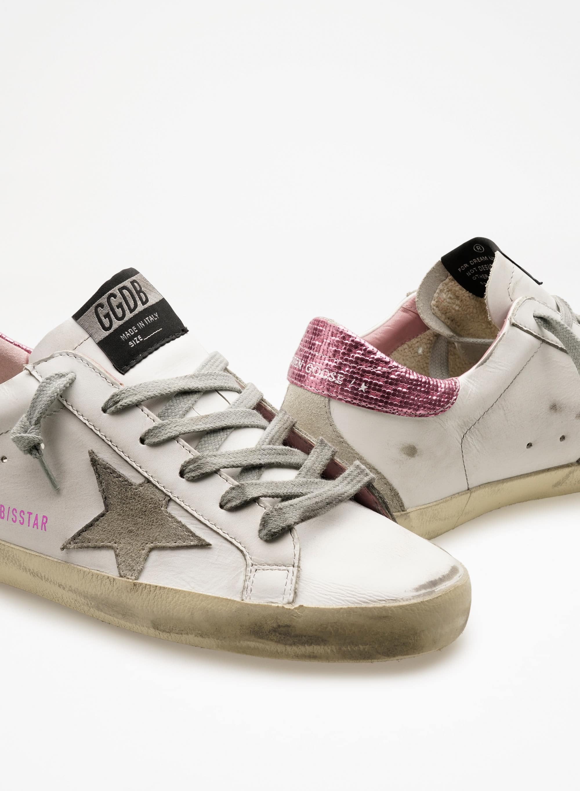 Women | Super-Star Leather Upper Suede Star Checkered Laminated | White x Ice x Pink - Image 3