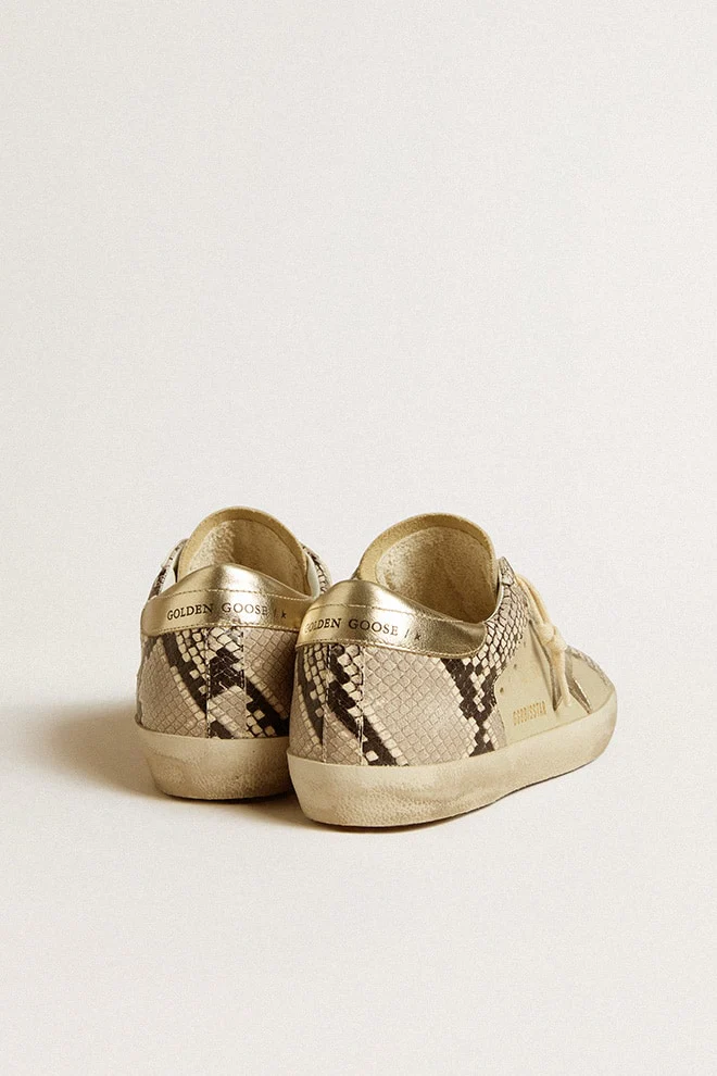 Women | Super-Star Leather with Python & Platinum Star Inserts | Grey Black Python x Sand x Platinum - Image 2