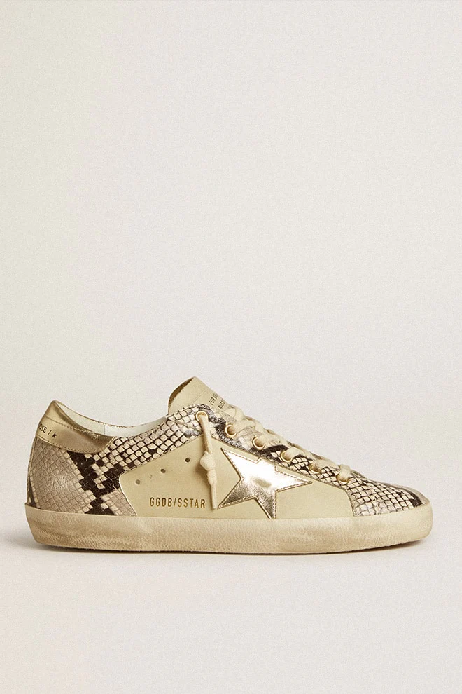 Women | Super-Star Leather with Python & Platinum Star Inserts | Grey Black Python x Sand x Platinum - Image 3