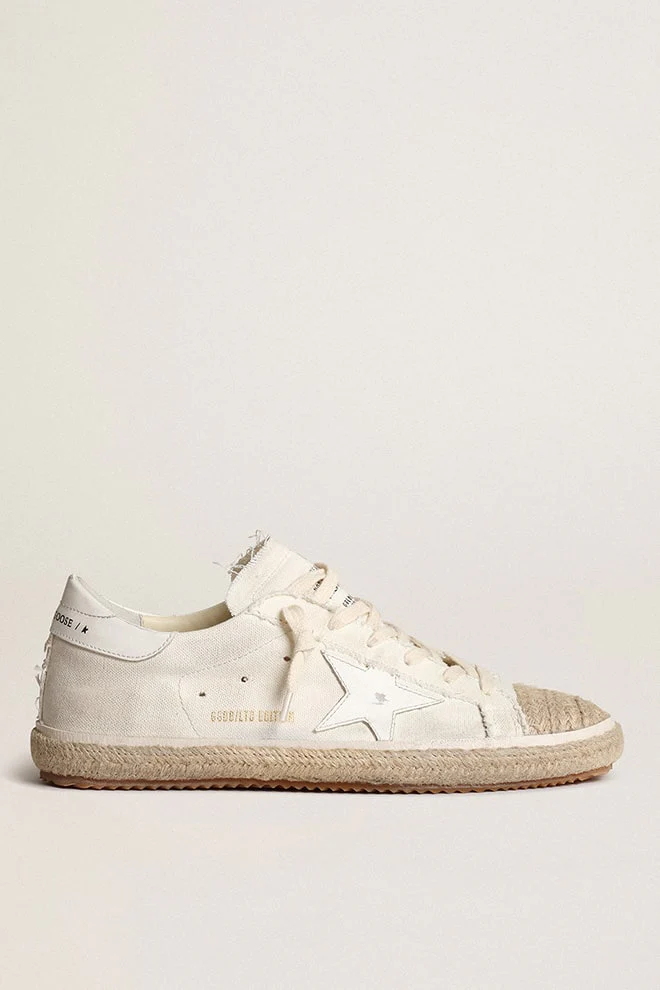 Women | Super-Star Ltd Canvas with White Star & Raffia Toe | White Milk x White - Image 6