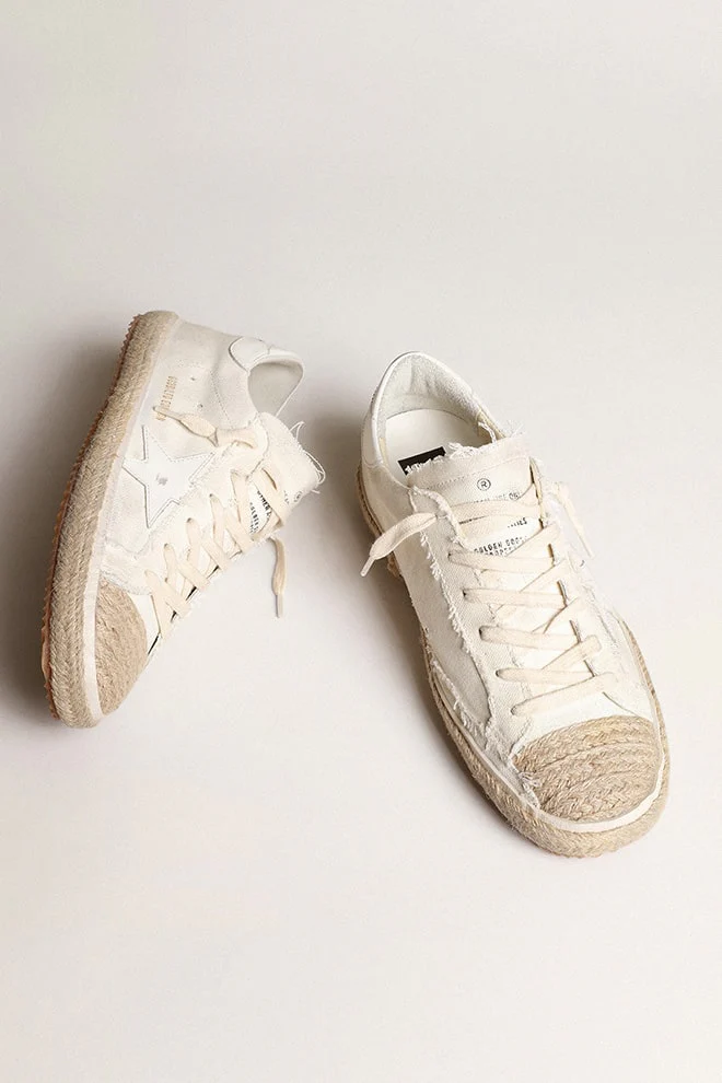 Women | Super-Star Ltd Canvas with White Star & Raffia Toe | White Milk x White - Image 7
