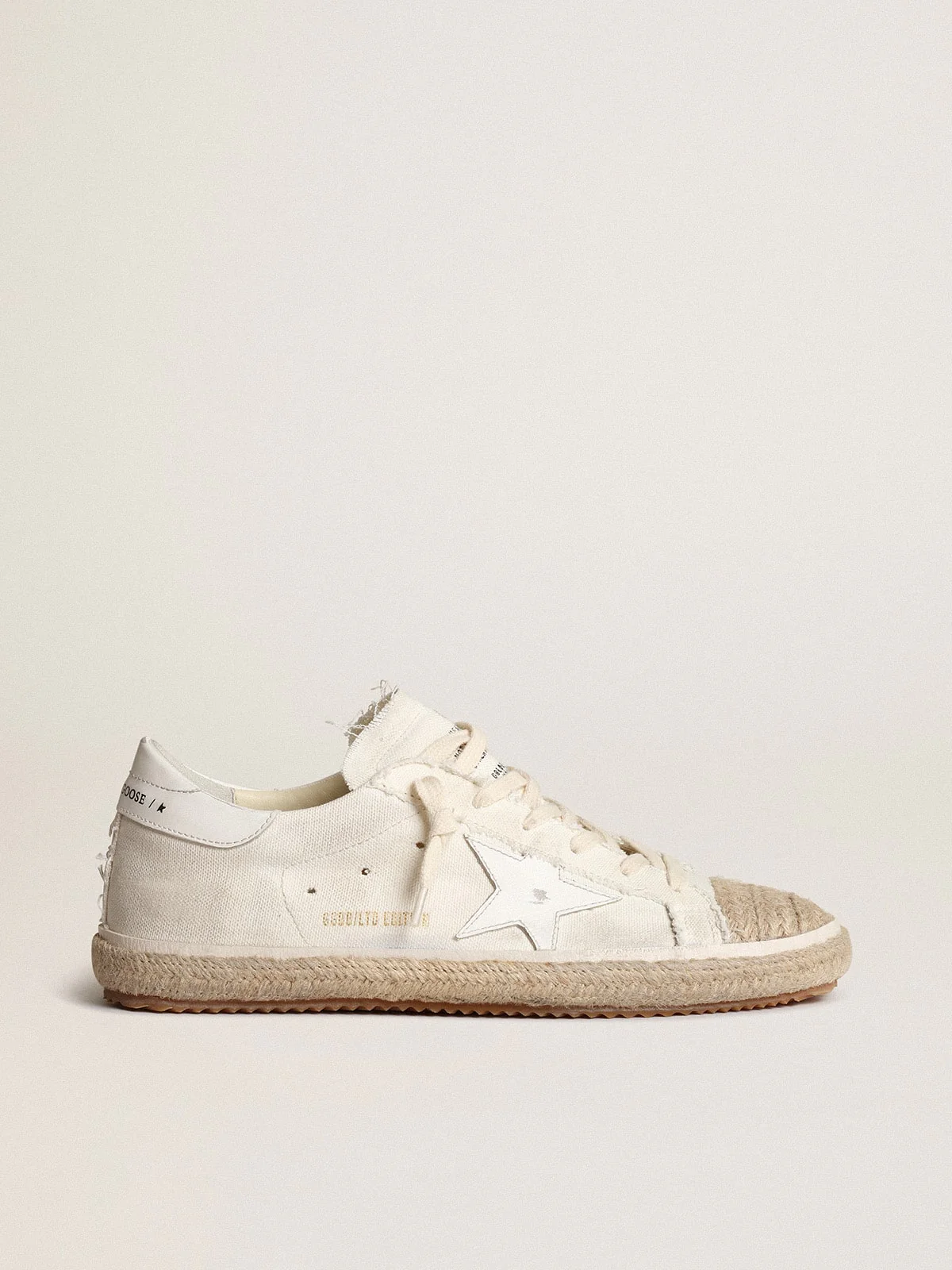 Women | Super-Star Ltd Canvas with White Star & Raffia Toe | White Milk x White - Image 9