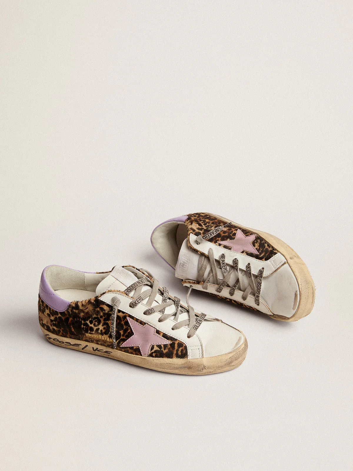 Women | Super-Star Ltd Leopard Pony Skin with Salmon Color Star | Beige Brown Leo x Salmon Pink x Purple - Image 4