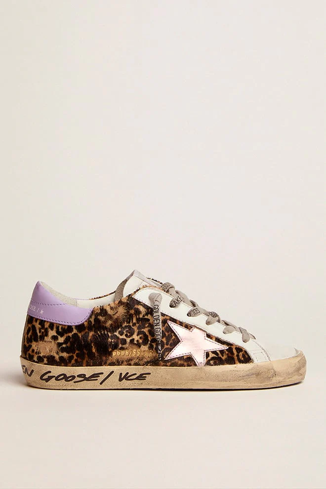 Women | Super-Star Ltd Leopard Pony Skin with Salmon Color Star | Beige Brown Leo x Salmon Pink x Purple - Image 8