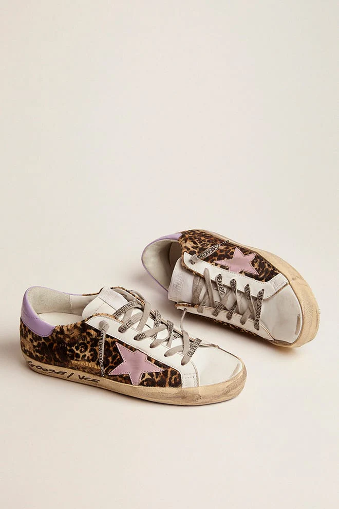 Women | Super-Star Ltd Leopard Pony Skin with Salmon Color Star | Beige Brown Leo x Salmon Pink x Purple - Image 9