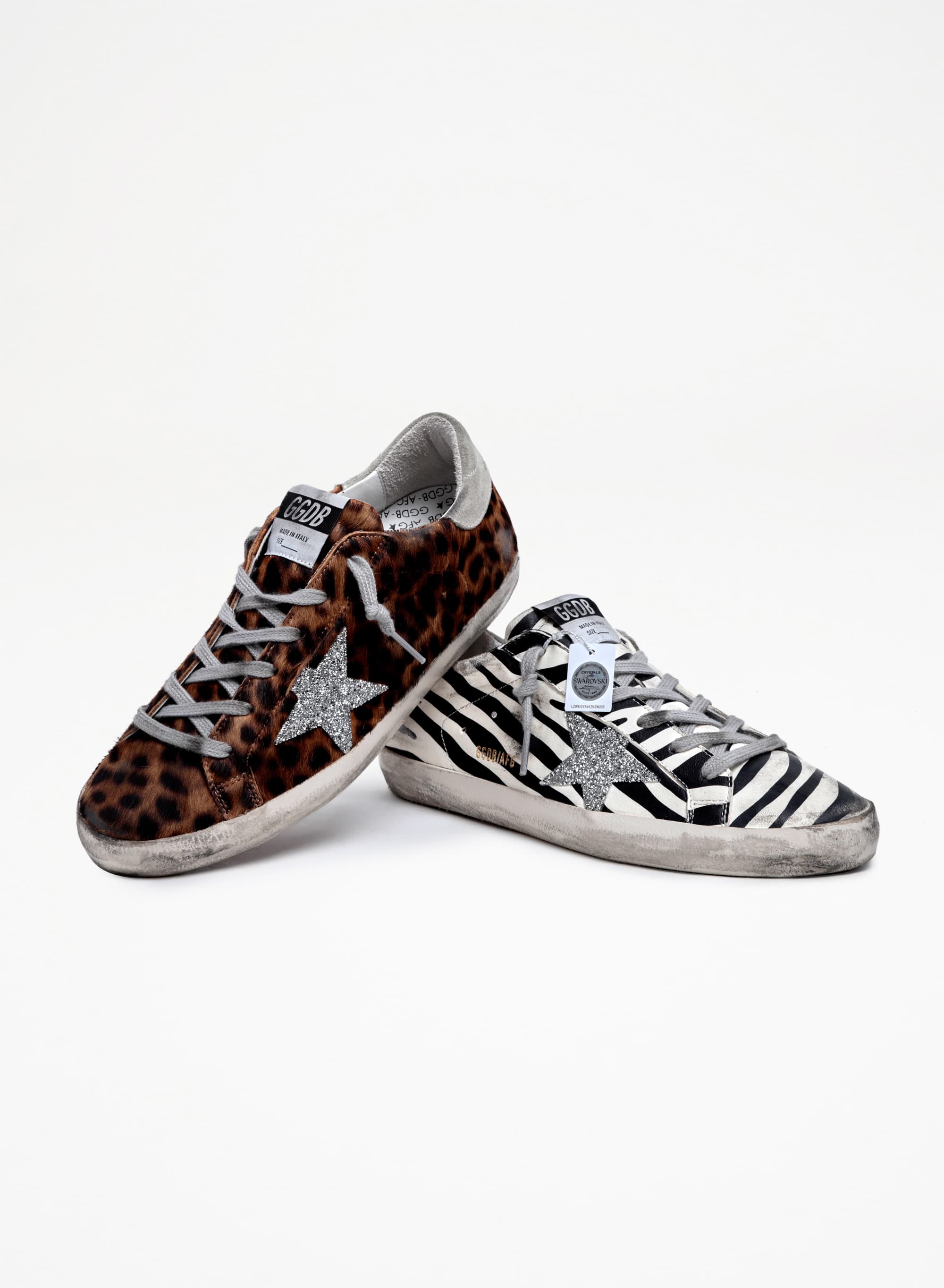 Women | Super-Star Ltd Sneakers Animal-Print Pony Skin with Swarovski Star | Zebra x Breige Brown Leo x Silver x Ice - Image 4