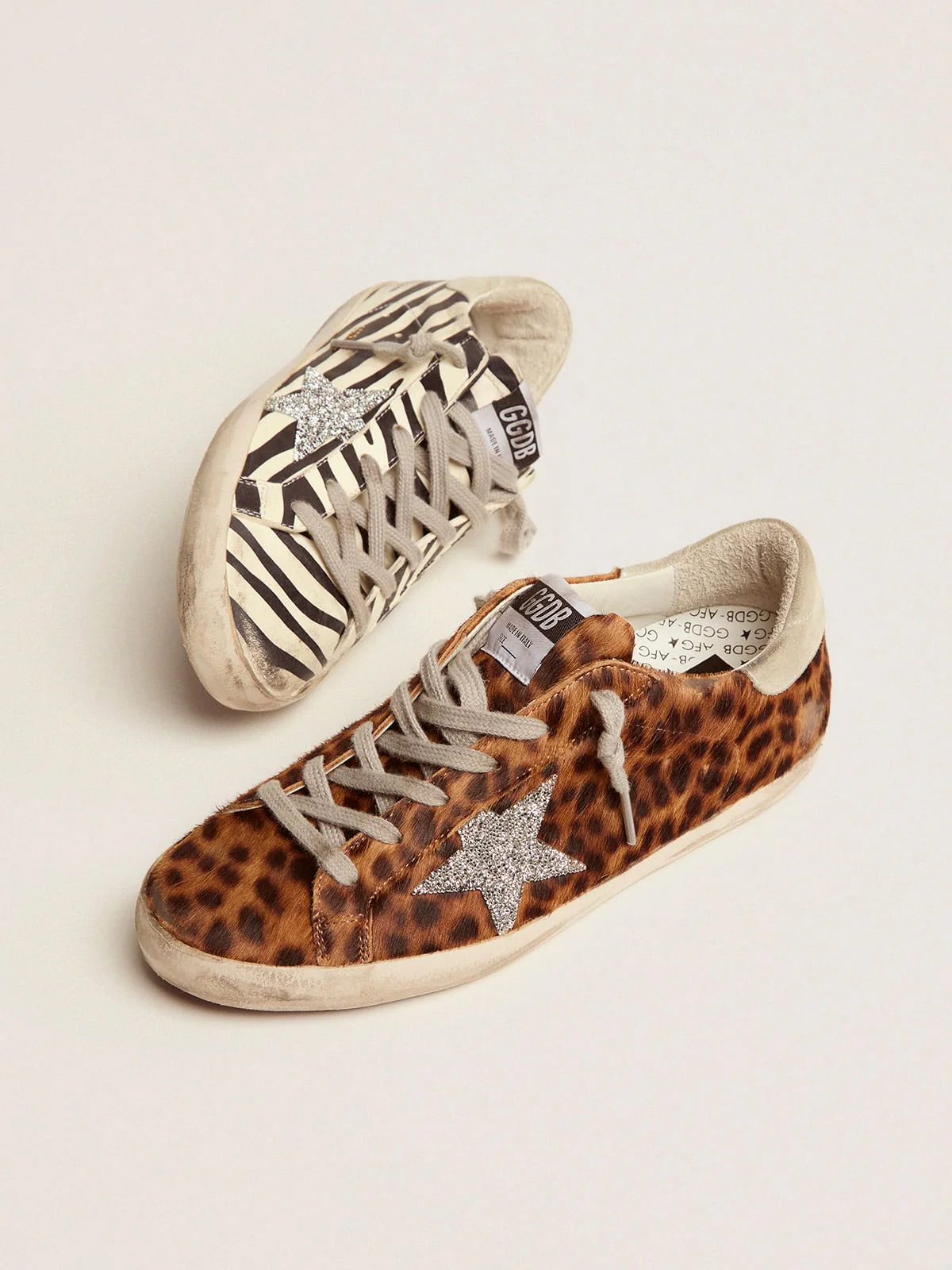 Women | Super-Star Ltd Sneakers Animal-Print Pony Skin with Swarovski Star | Zebra x Breige Brown Leo x Silver x Ice - Image 8
