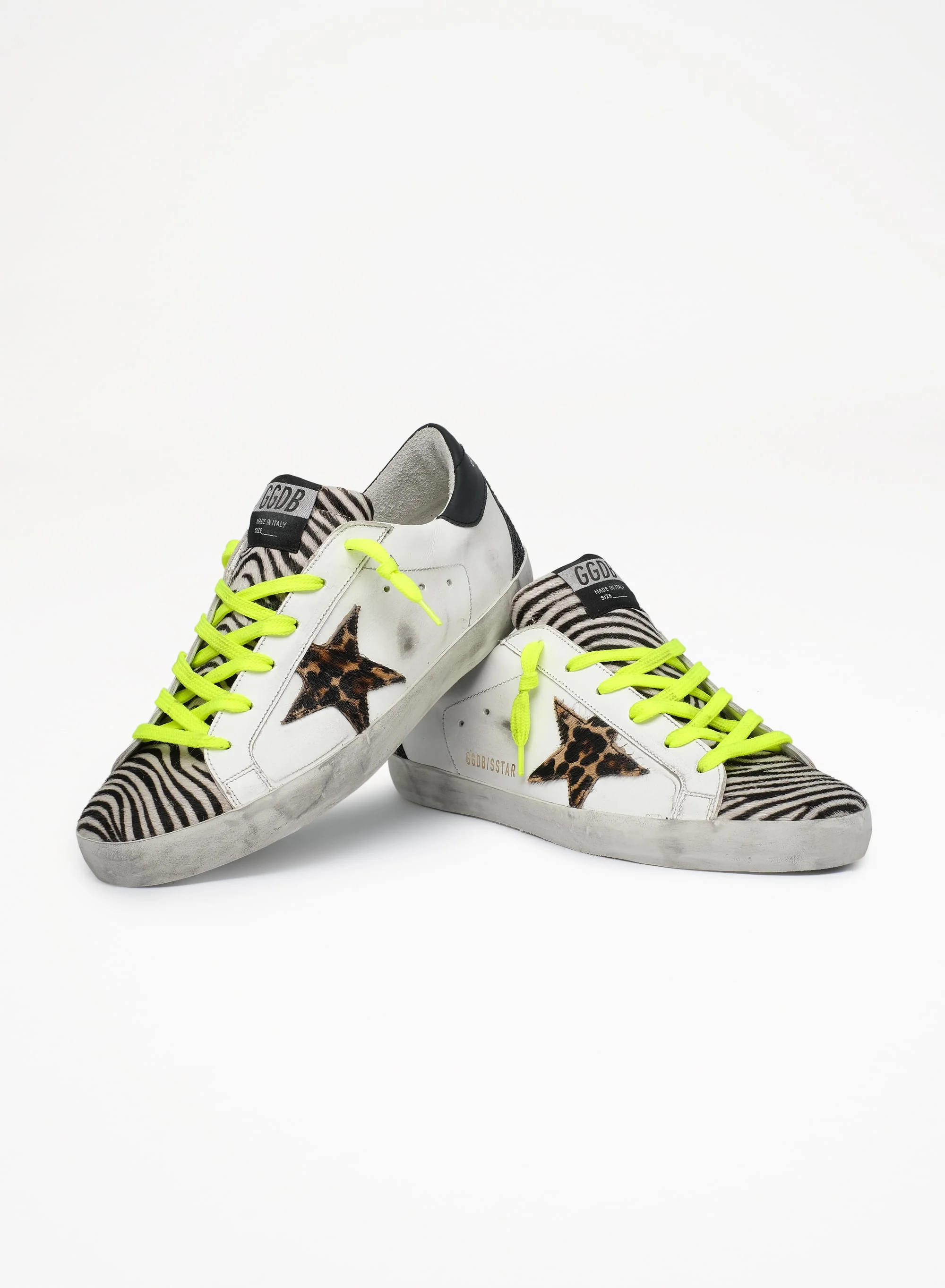 Women | Super-Star Ltd Sneakers with Animal-Print Pony Skin Tongue & Star | White x Black Zebra x Brown Beige Black x Black - Image 5