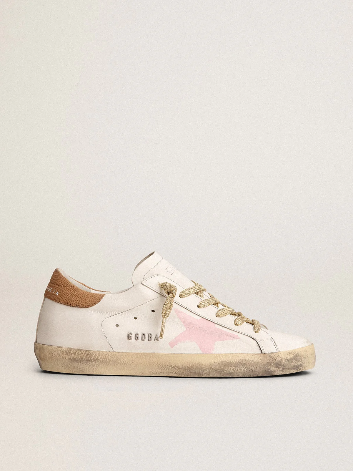 Women | Super-Star Ltd Sneakers with Pink Screen Printed Star & Leather Heel Tab | White x Pink x Light Brown - Image 7