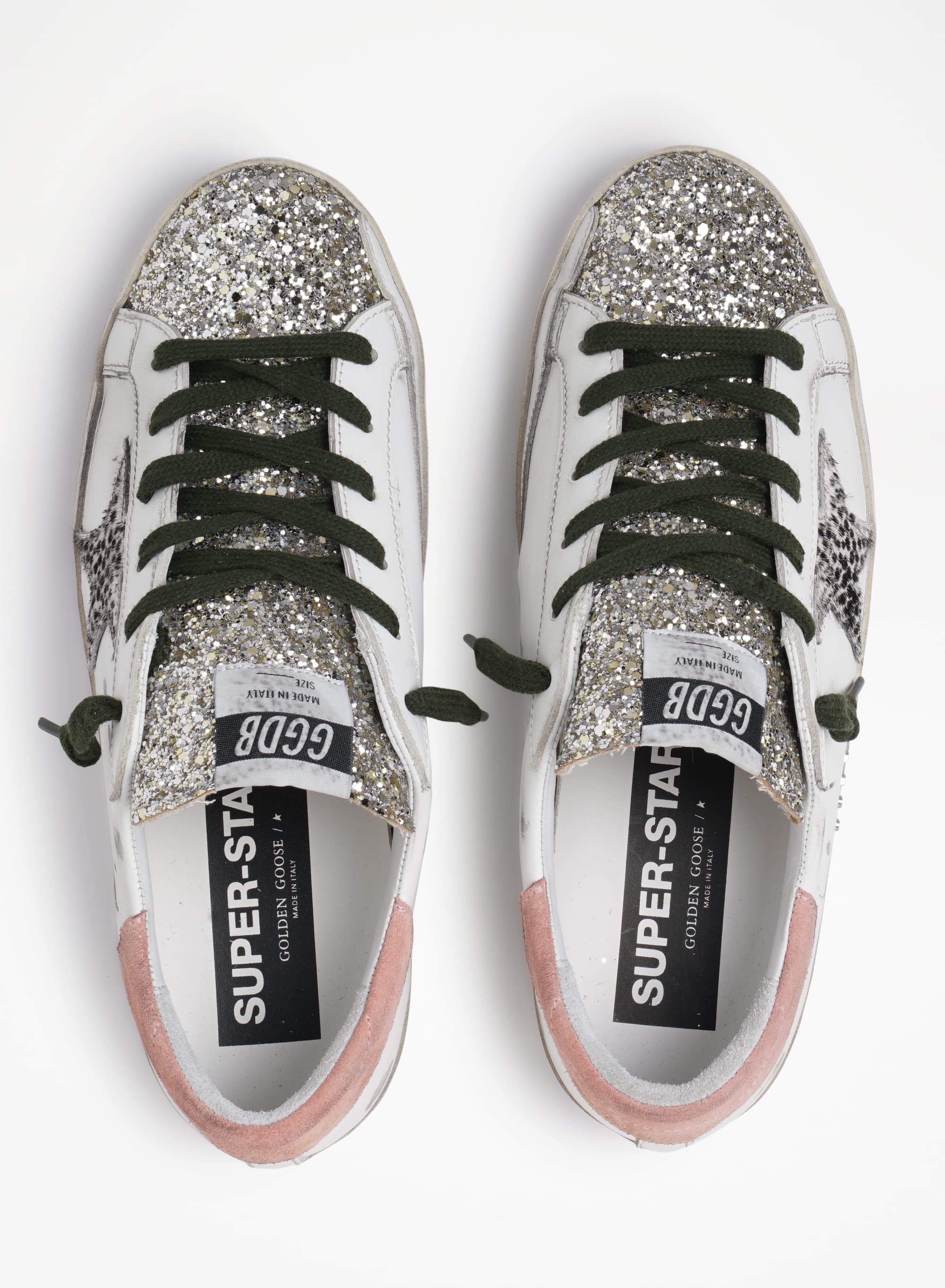 Women | Super-Star Ltd Sneakers with Silver Glitter & Animal-Print Pony Skin Star | White x Platinum x Rock Phyton x Pink - Image 4