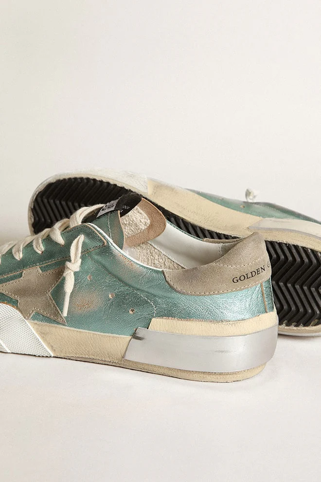Women | Super-Star Mint Green Laminated Leather with Gray Star | Mint x Ice - Image 7