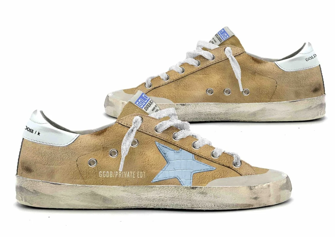 Women | Super-Star Penstar Suede Upper Cocco Print Leather | Tobacco x Light Blue x White - Image 2