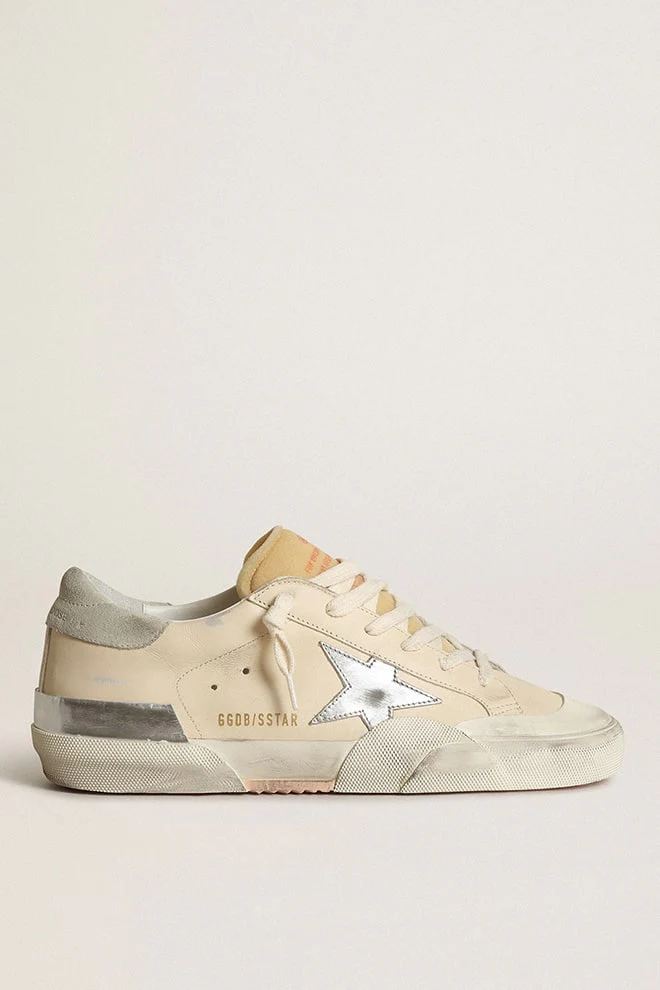 Women | Super-Star Penstar with Silver Leather Star & Suede Heel Tab | Cream x Silver x Ice - Image 7