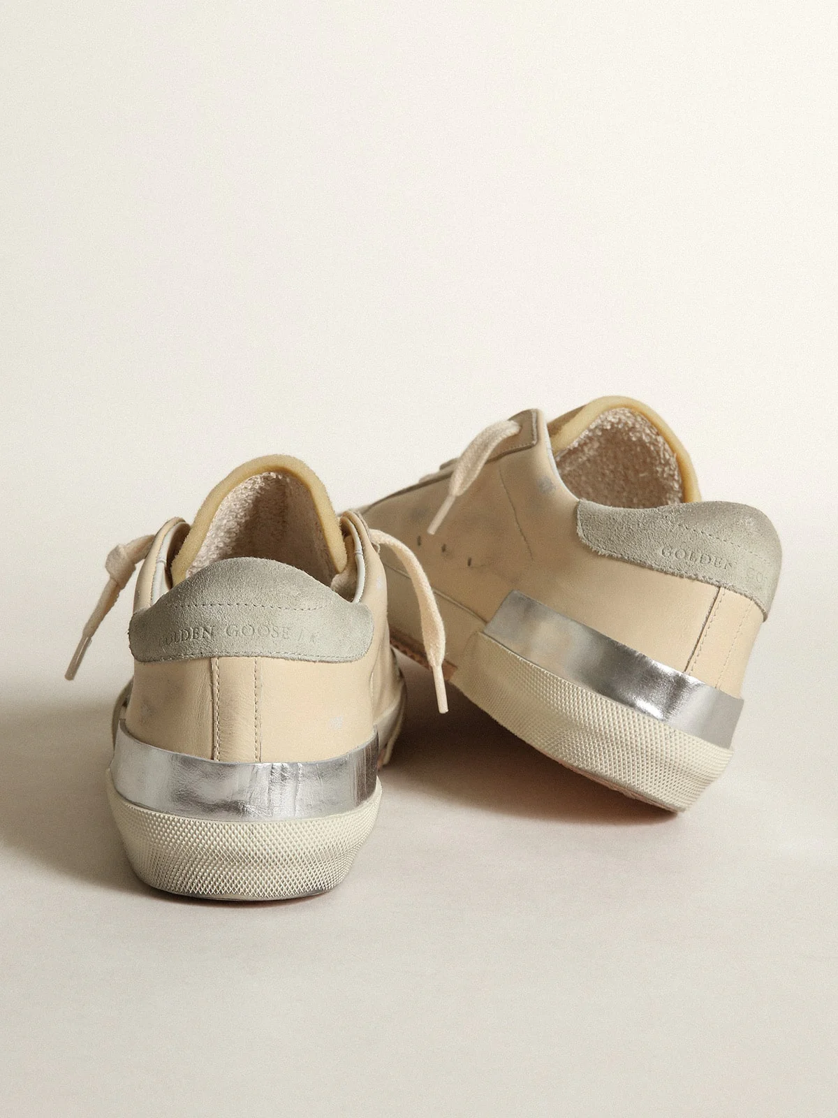 Women | Super-Star Penstar with Silver Leather Star & Suede Heel Tab | Cream x Silver x Ice - Image 8