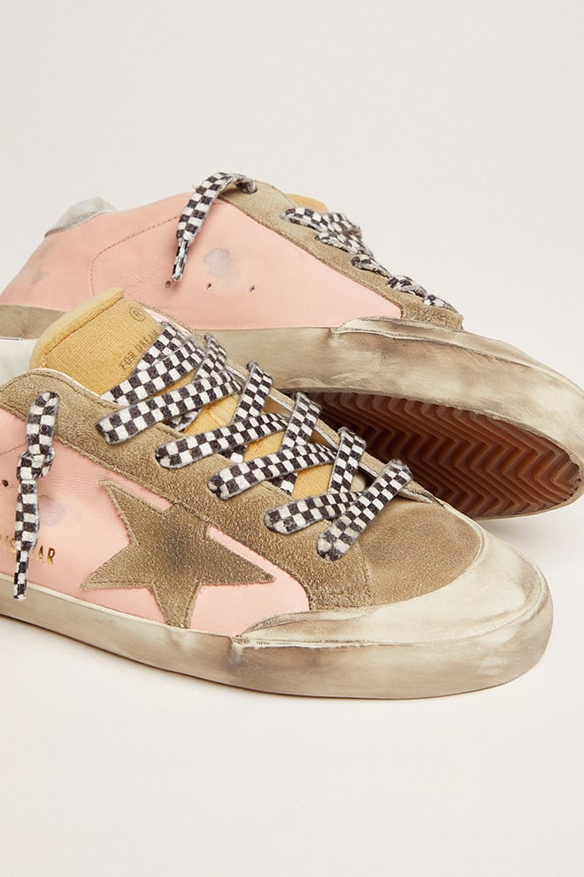 Women | Super-Star Pink Leather & Silver Heel Tab | Baby Pink x Taupe x Beige x Silver - Image 6