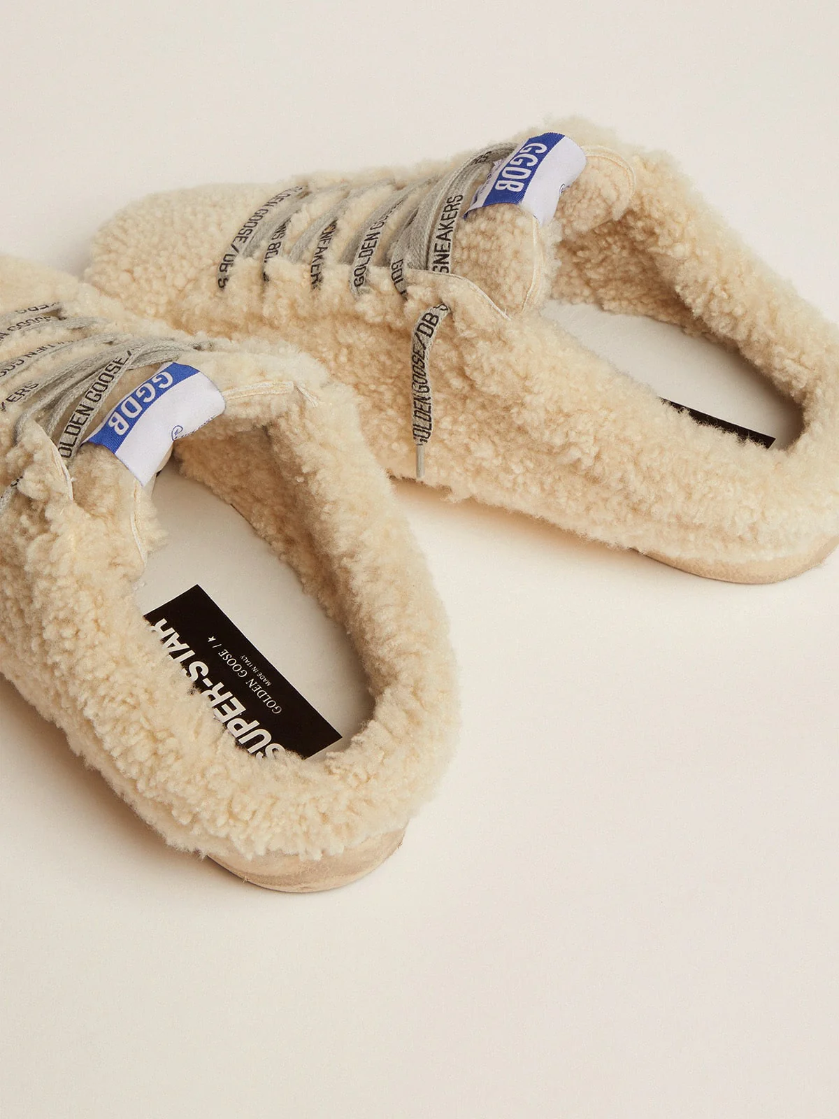 Women | Super-Star Sabot White Shearling & Glitter Star | Natural White x Silver - Image 7