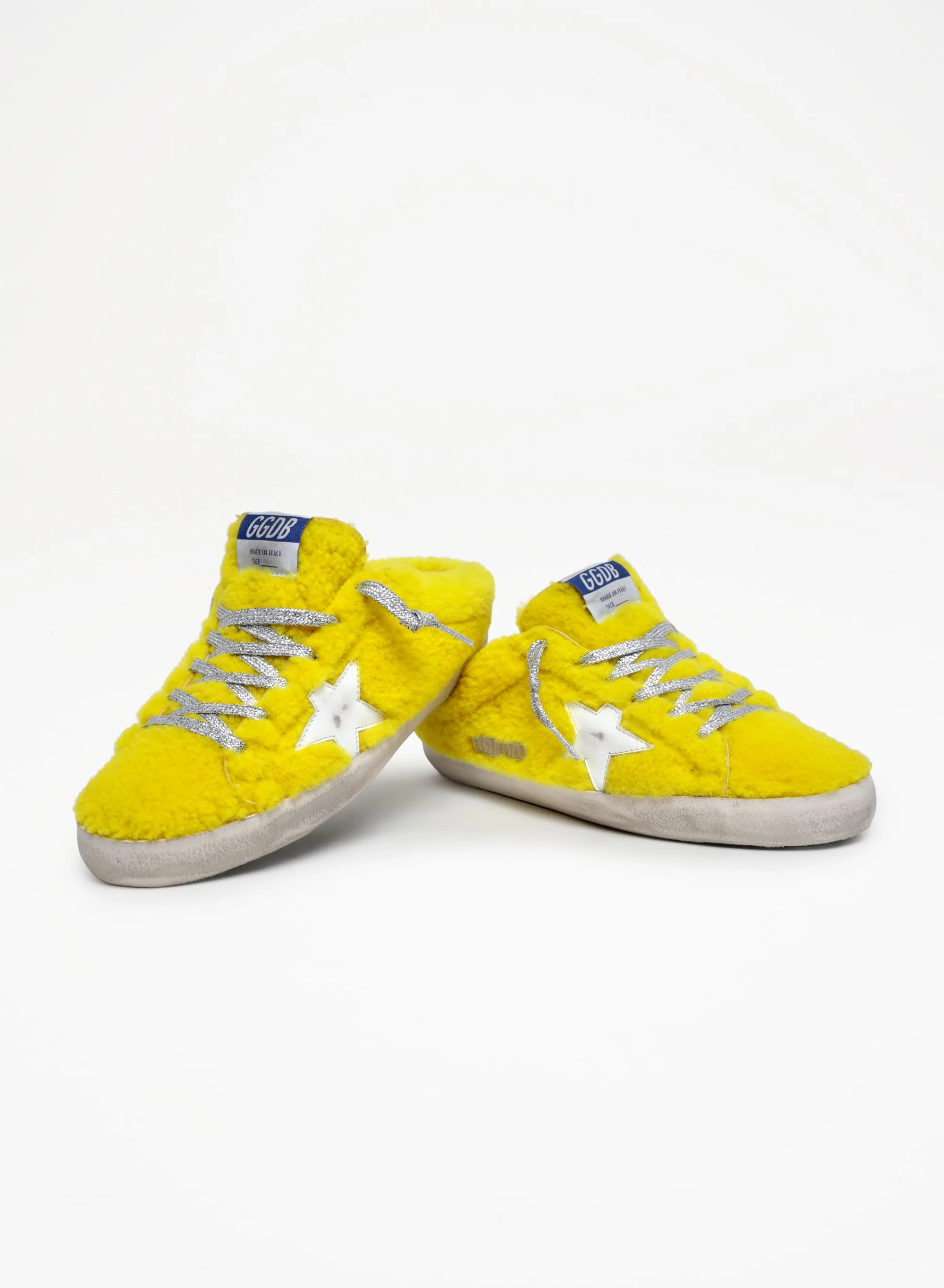 Women | Super-Star Sabots Fluorescent Yellow Shearling with White Leather Star | Yellow Fluo x White - Image 8