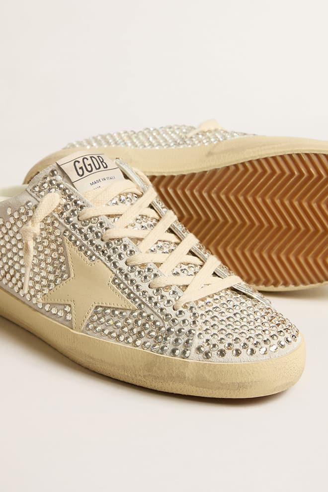 Women | Super-Star Sabots Ltd Swarovski Crystals with White Leather Star | White x Silver x Milk - Image 6