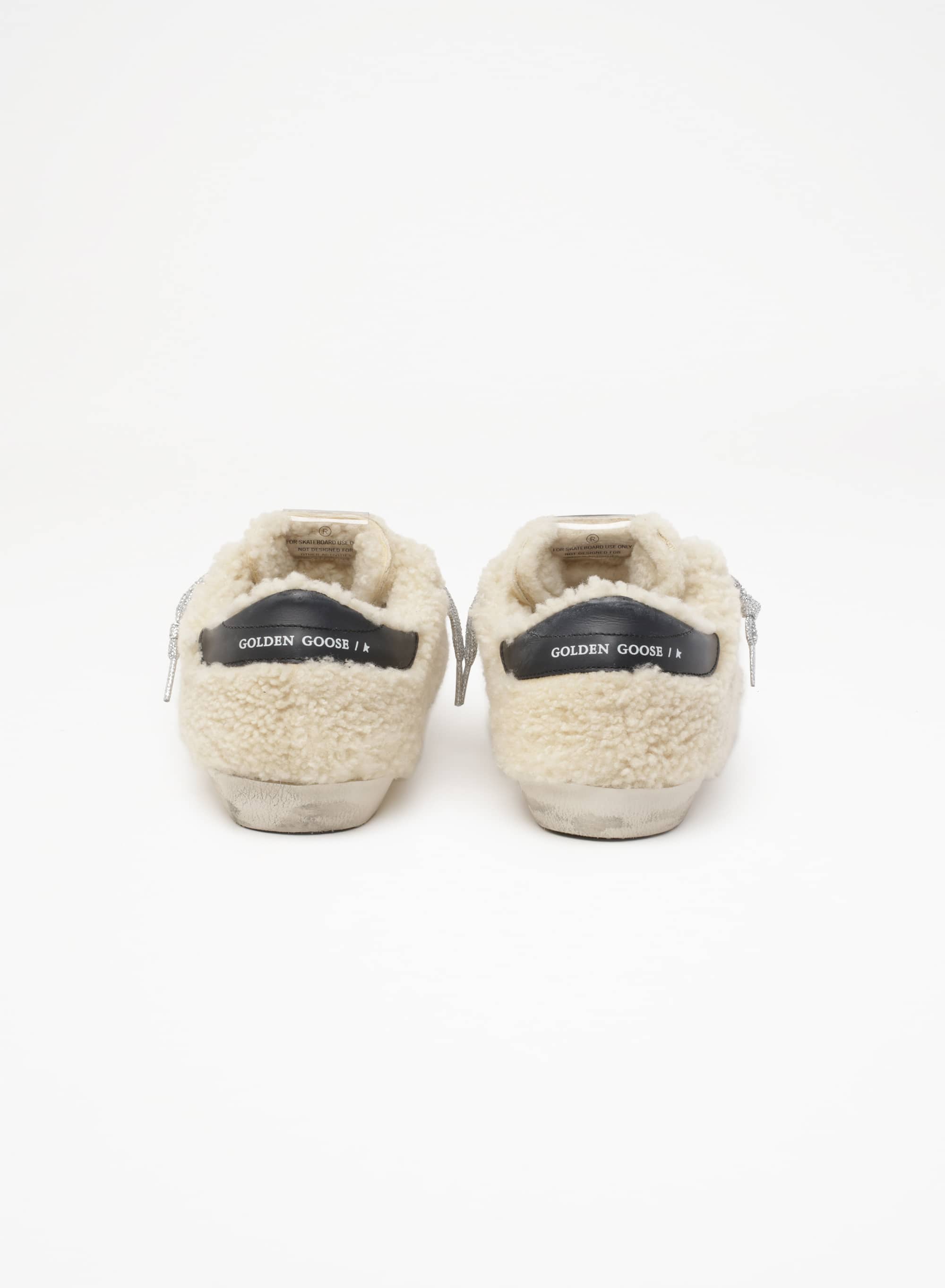 Women | Super-Star Sneakers Beige Shearling with Pink Star & Black Heel Tab | Beige x Fluo Fuxia x Night Blue - Image 3