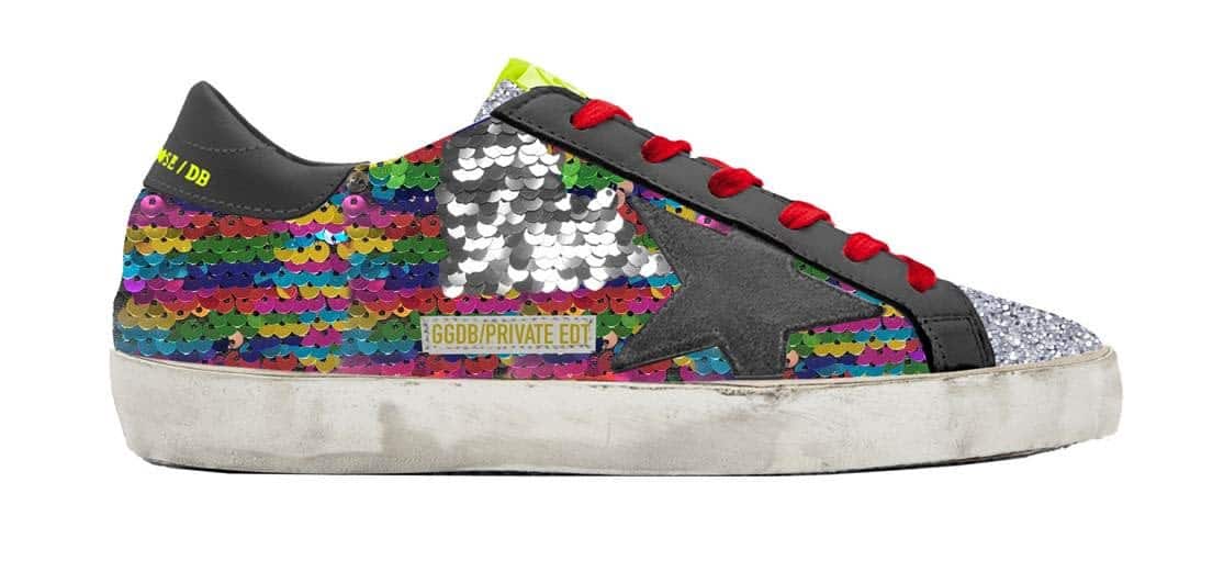 Women | Super-Star Sneakers Colorful Paiettes with Black Star & Heel Tab & Silver Glitter Insert - Image 2