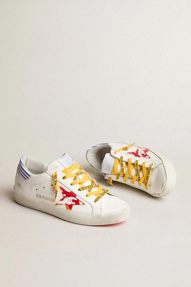 Women | Super-Star Sneakers Dfs- White Leather Star Stripes Heel - Image 3