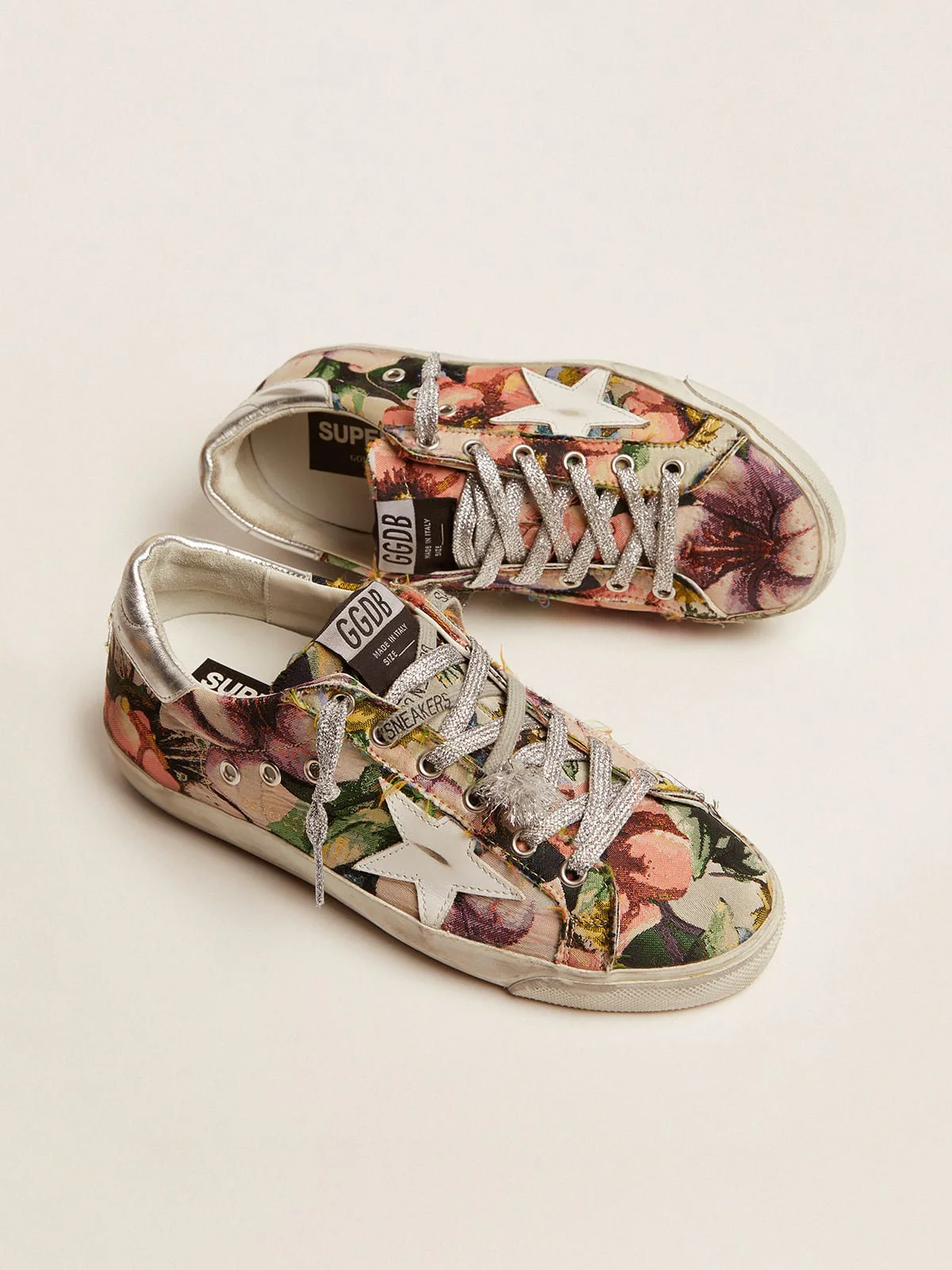 Women | Super-Star Sneakers Floral-Print Jacquard | Multicolor x White x Silver - Image 4
