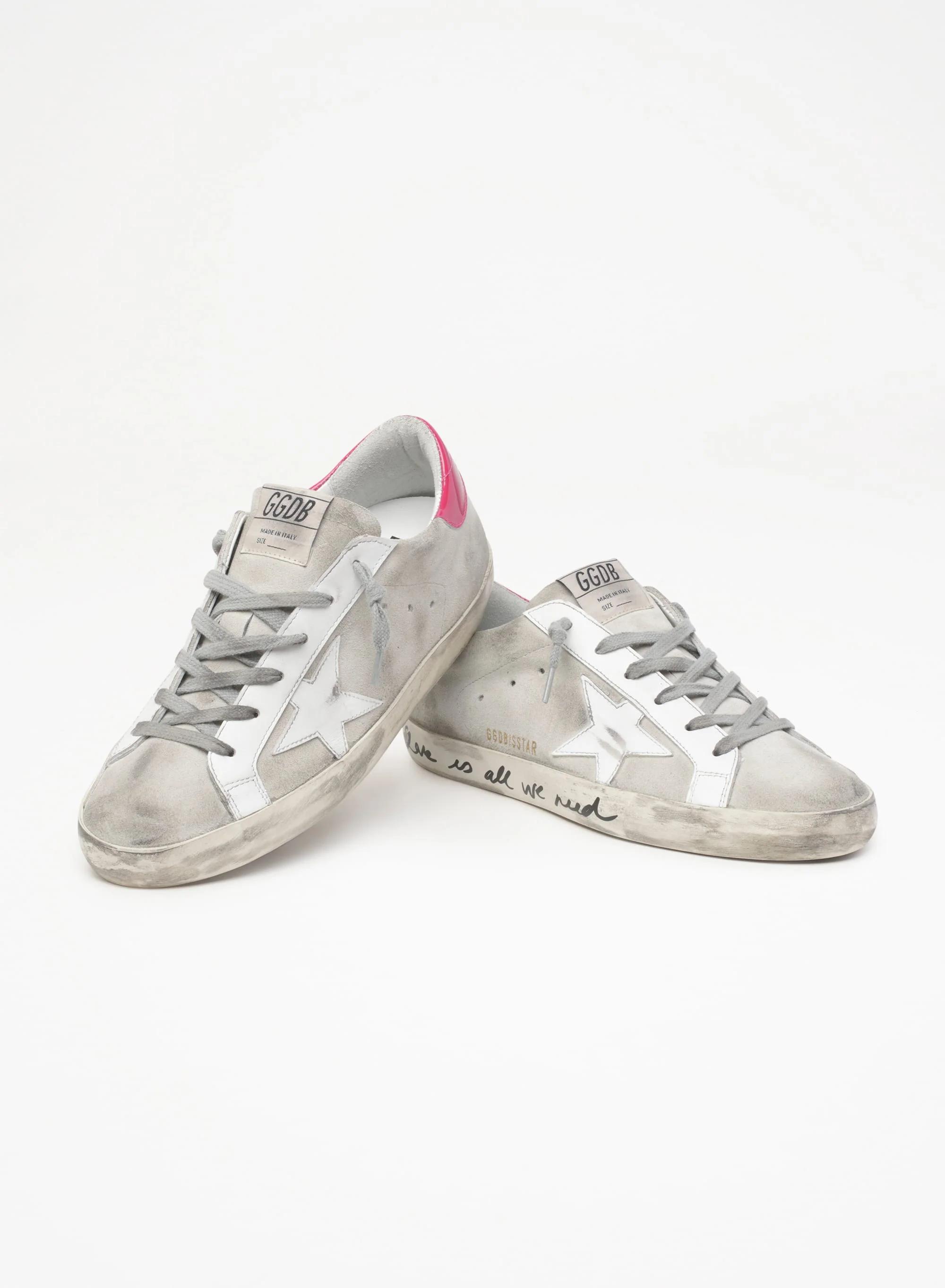 Women | Super-Star Sneakers Gray Suede with White Star & Red Heel Tab | Ice x White x Light Red - Image 8