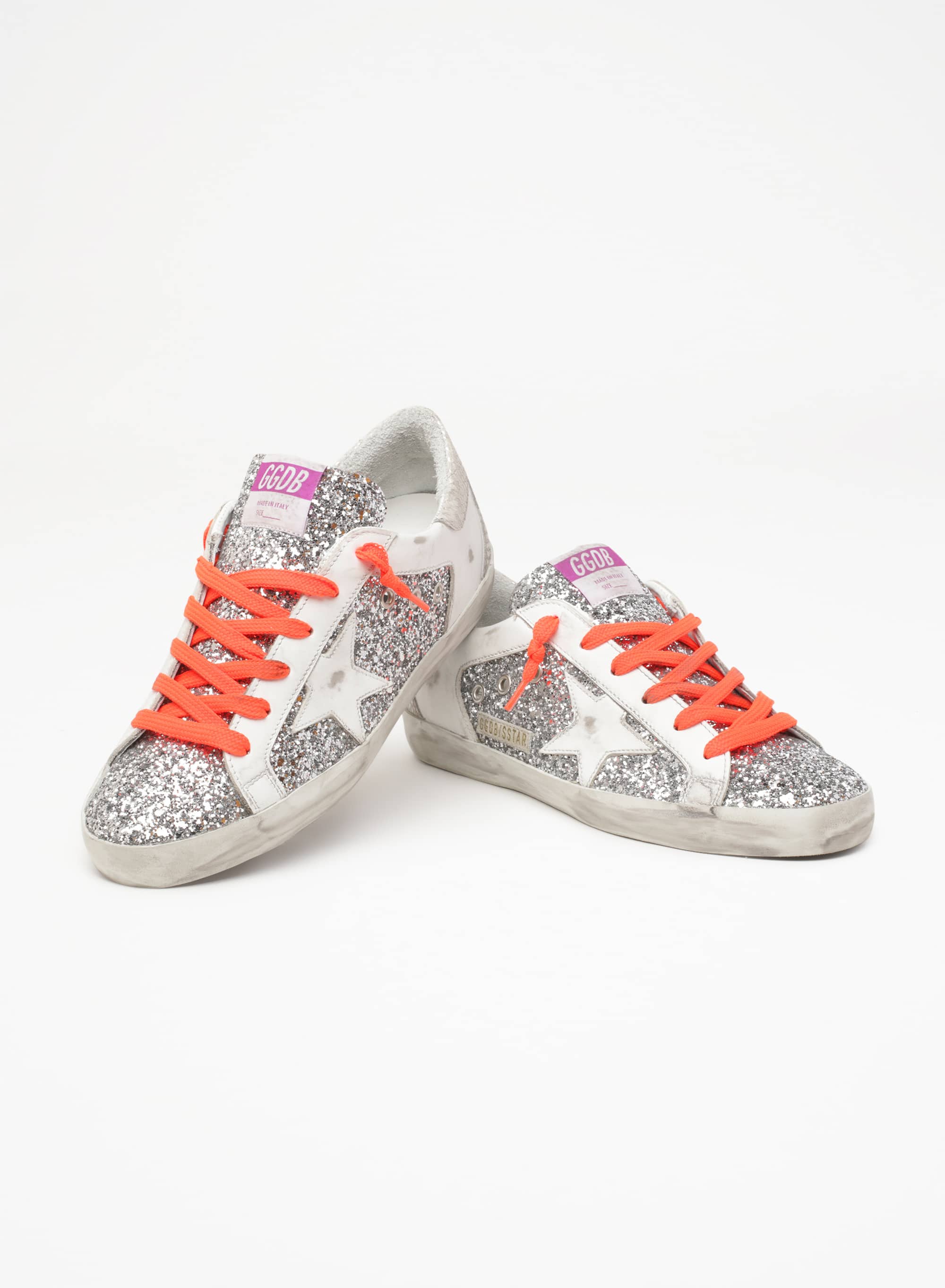 Women | Super-Star Sneakers Leather & Glitter with White Star | Silver x White x Ice - Image 8
