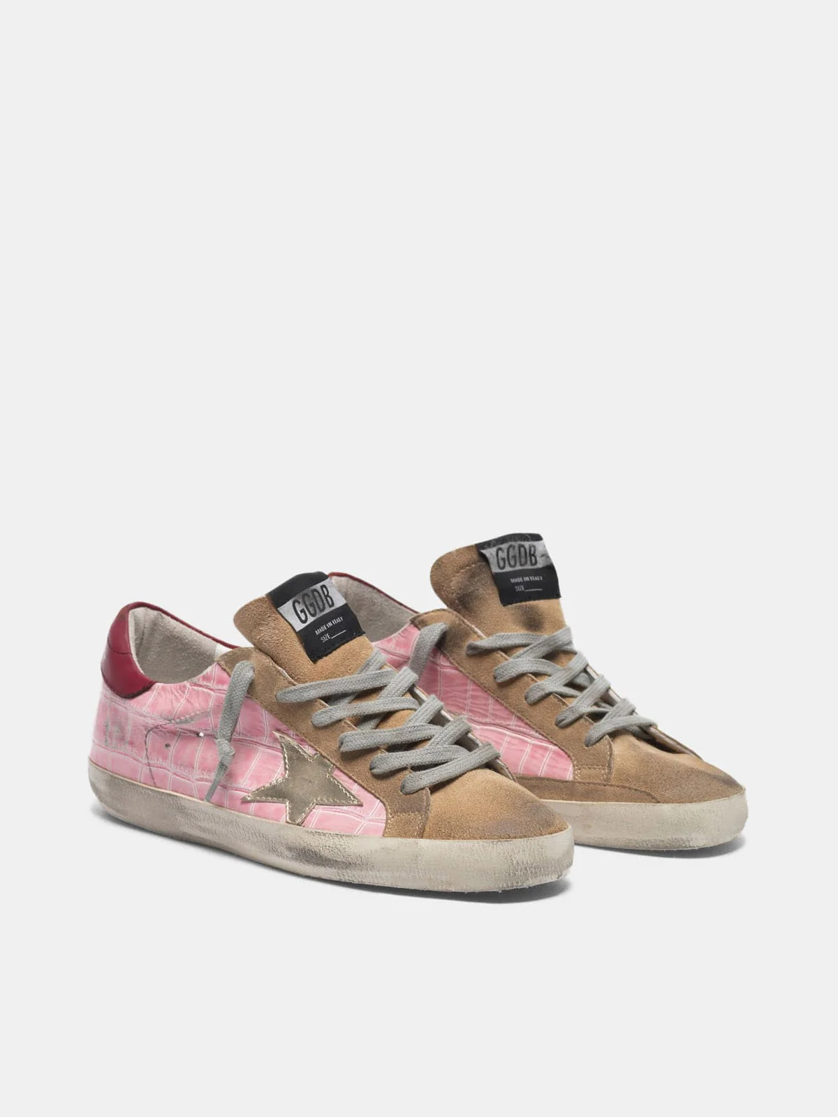Women | Super-Star Sneakers Pink Crocodile-Print Leather with Platinum Star - Image 8