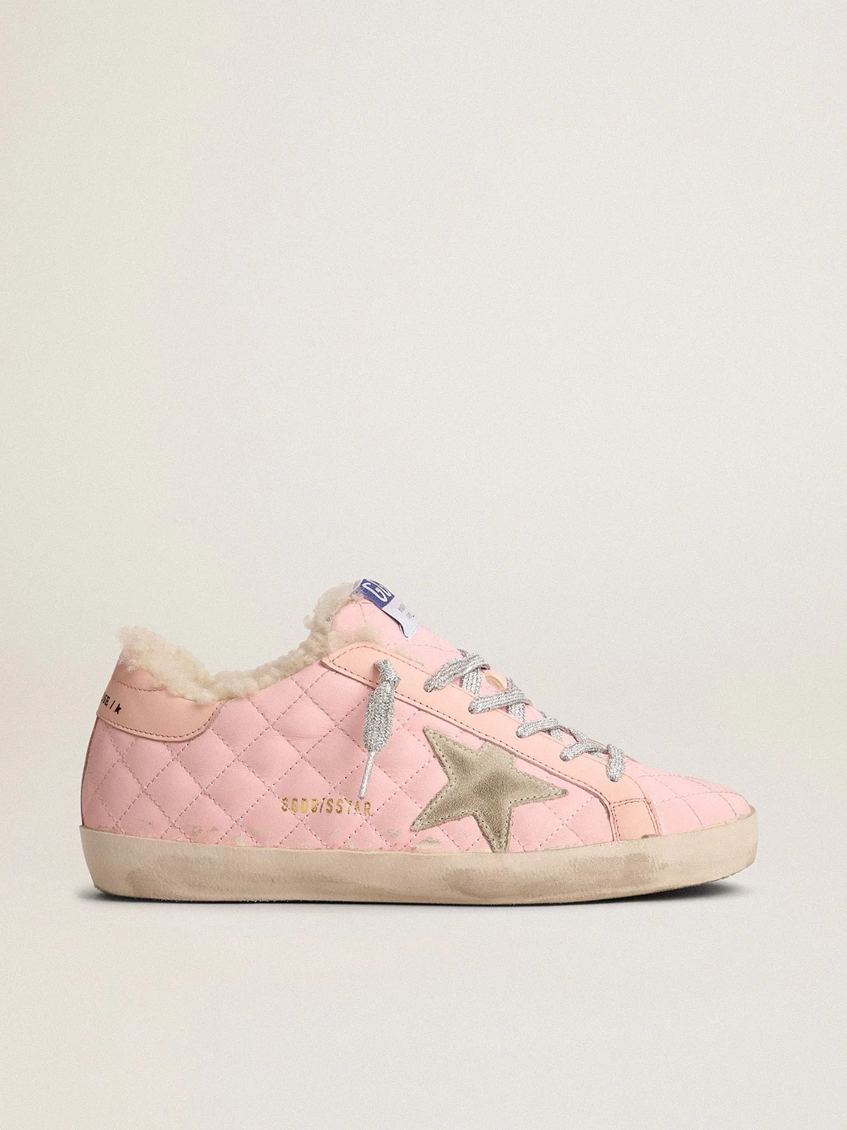 Women | Super-Star Sneakers Pink Quilted Leather with Shearling Lining | Pink x Ice x Rose Quartz - Image 6
