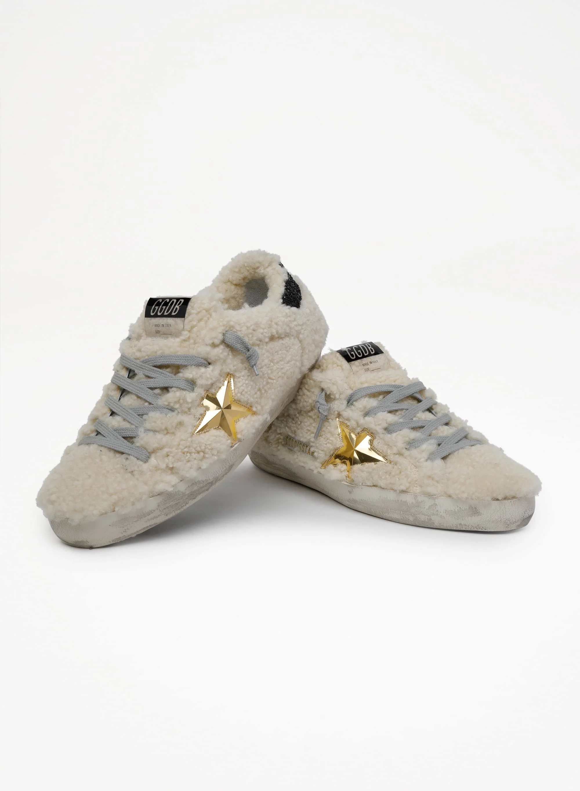 Women | Super-Star Sneakers Shearling with Gold 3D Star | Beige x Gold x Black - Image 3