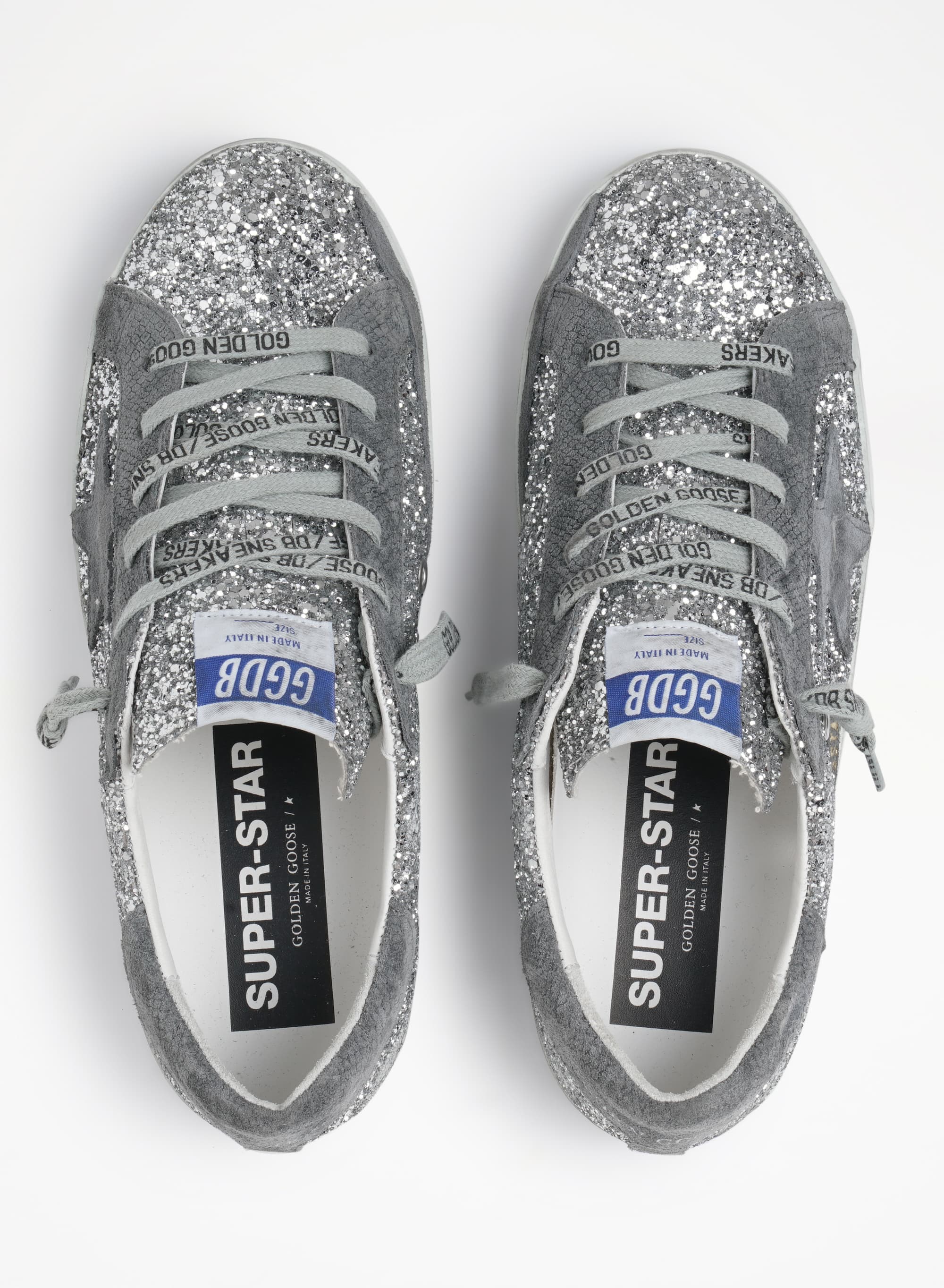 Women | Super-Star Sneakers Silver Glitter & Dark Gray Suede | Silver x Dark Grey - Image 6