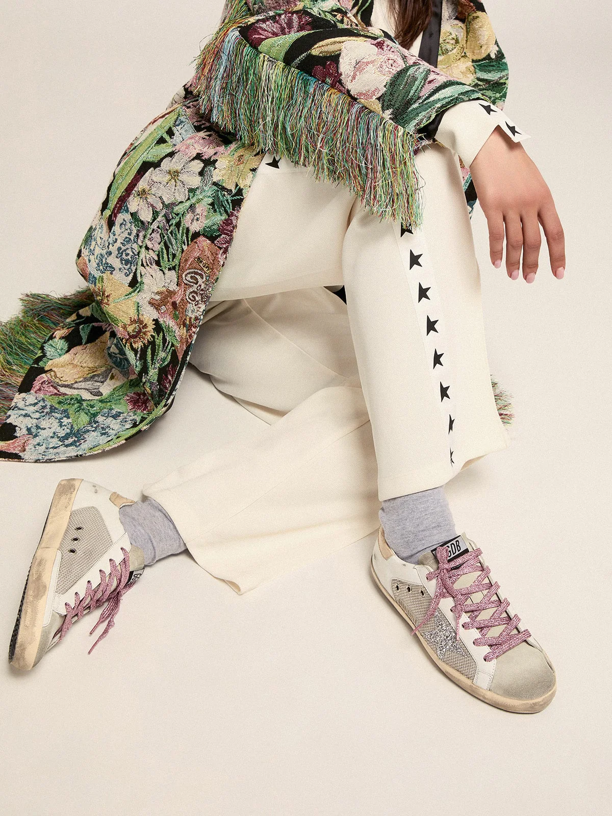Women | Super-Star Sneakers White Leather & Silver Mesh | Light Silver x White x Ice x Silver x Beige - Image 9