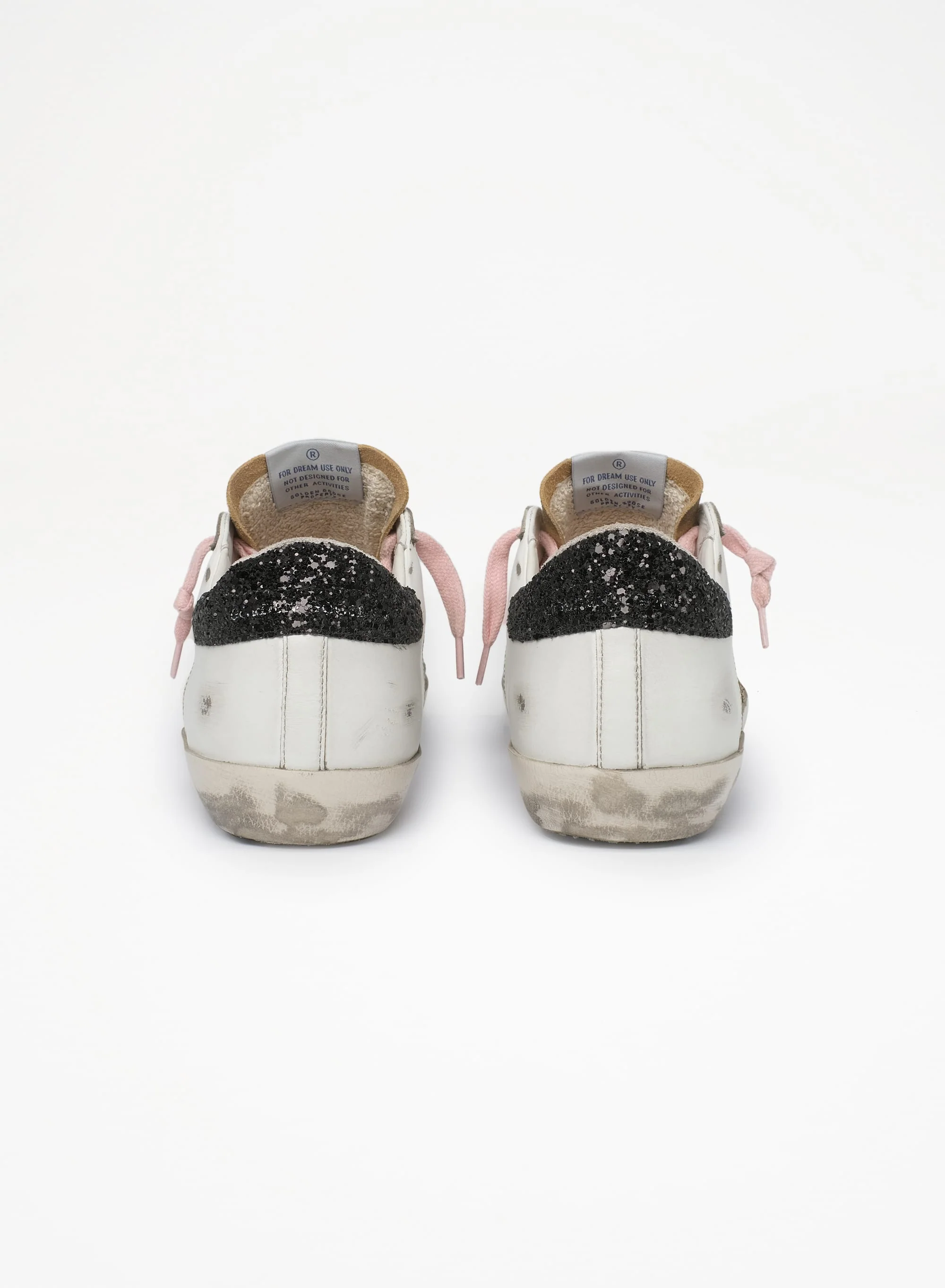 Women | Super-Star Sneakers White Leather with Leopard Pony Skin Star & Black Glitter Heel Tab | Silver x White x Cappuccino x Beige Brown Leo x Black - Image 5