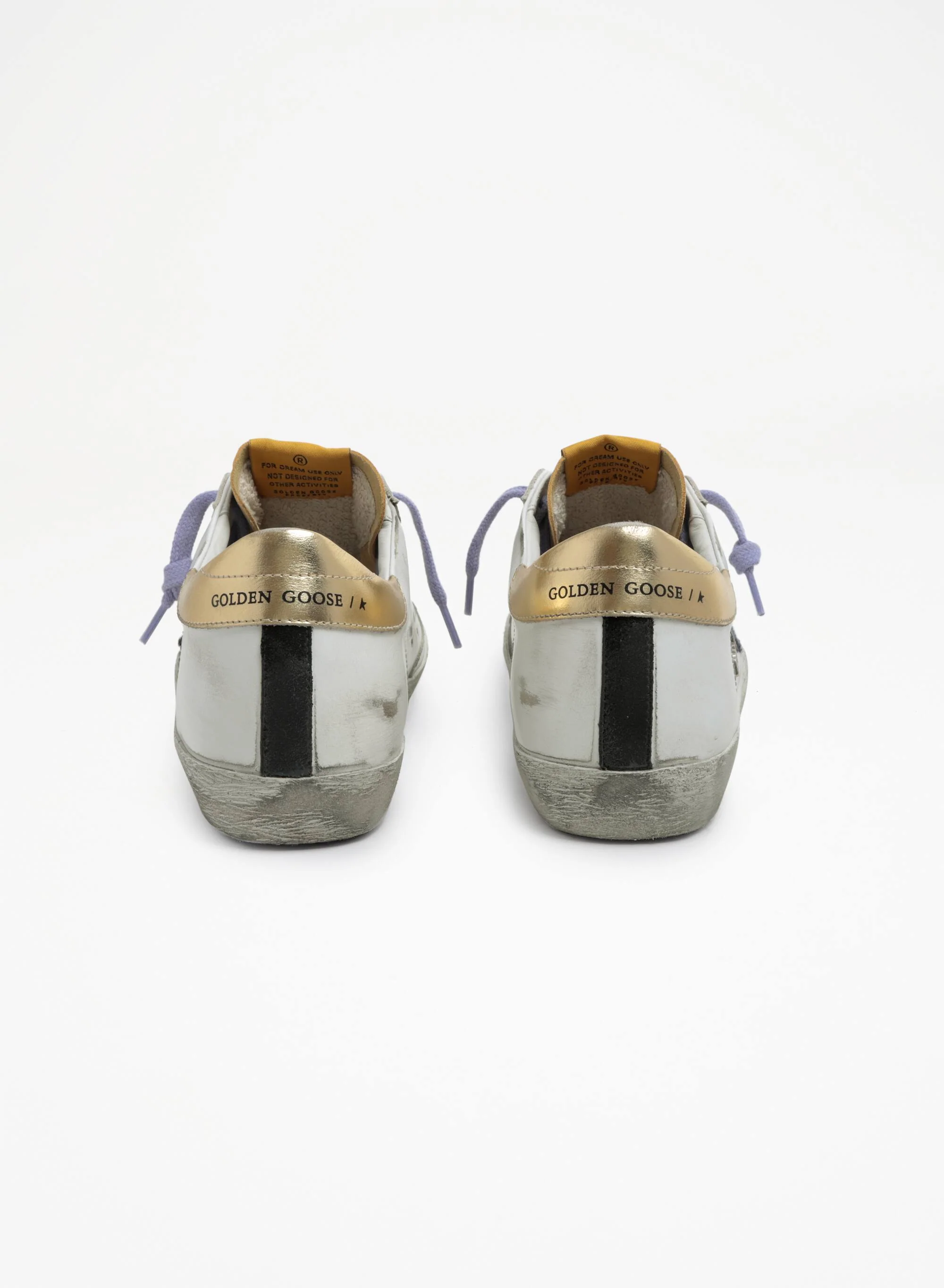 Women | Super-Star Sneakers White Leather with Tartan Star & Gold Laminated Heel Tab | White x Sand x Multicolor x Gold - Image 2