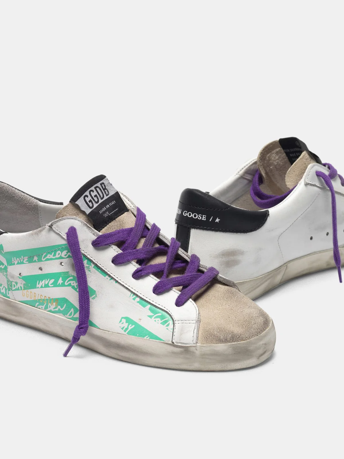 Women | Super-Star Sneakers with Aqua-Green Flag Print - Image 6