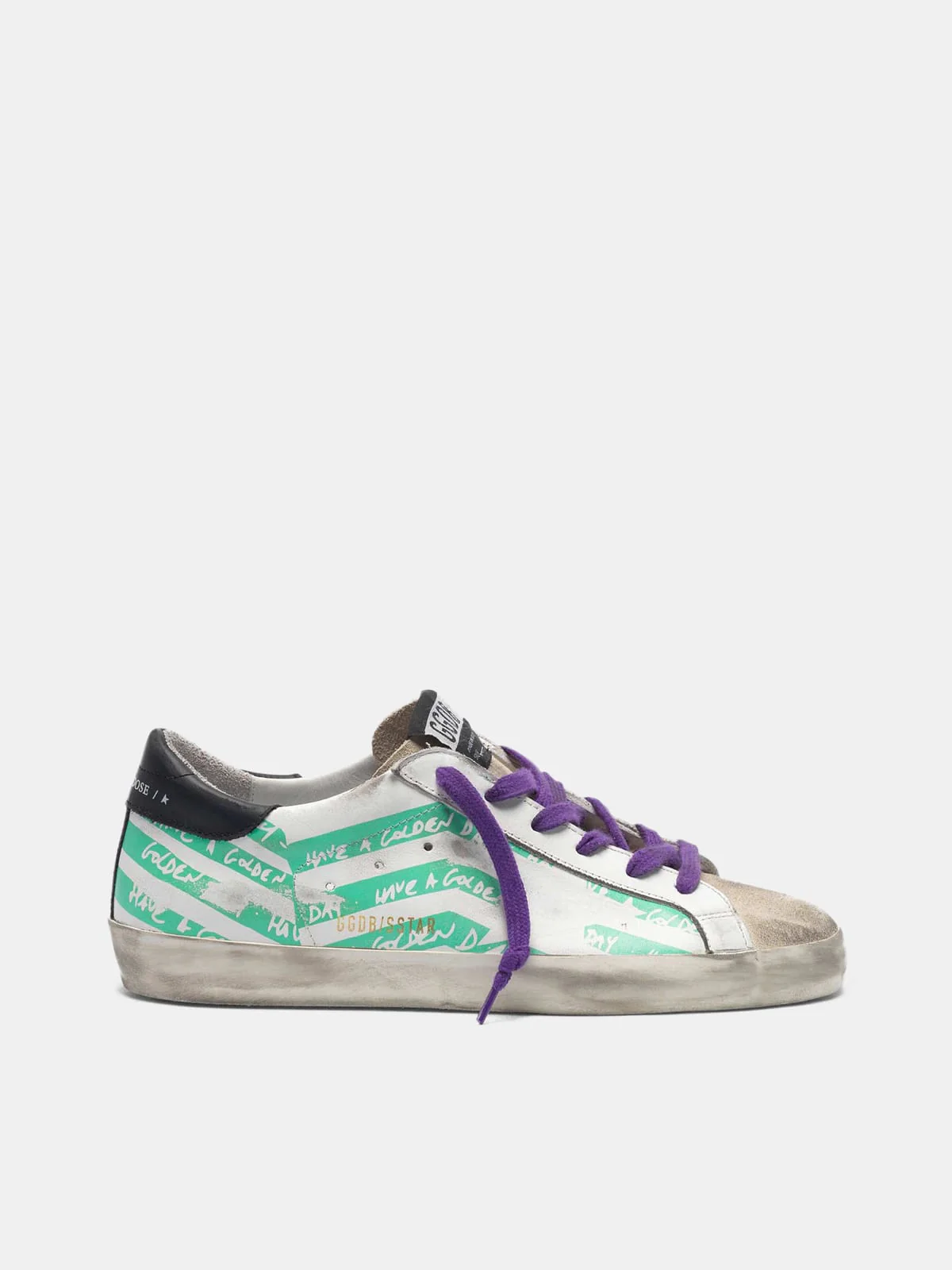 Women | Super-Star Sneakers with Aqua-Green Flag Print - Image 8