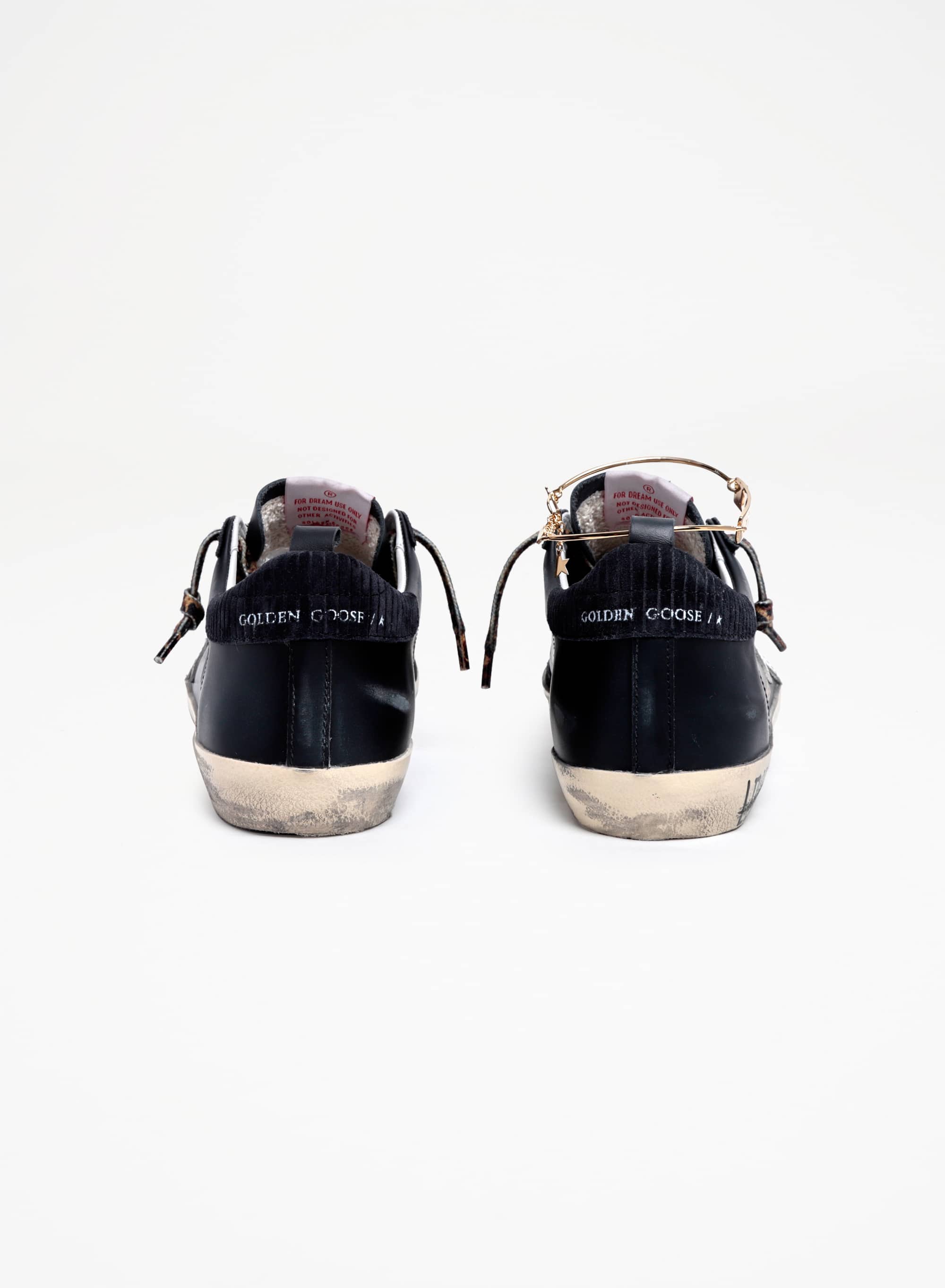 Women | Super-Star Sneakers with Black Upper & Gold Ankle Guard | Black x White - Image 6