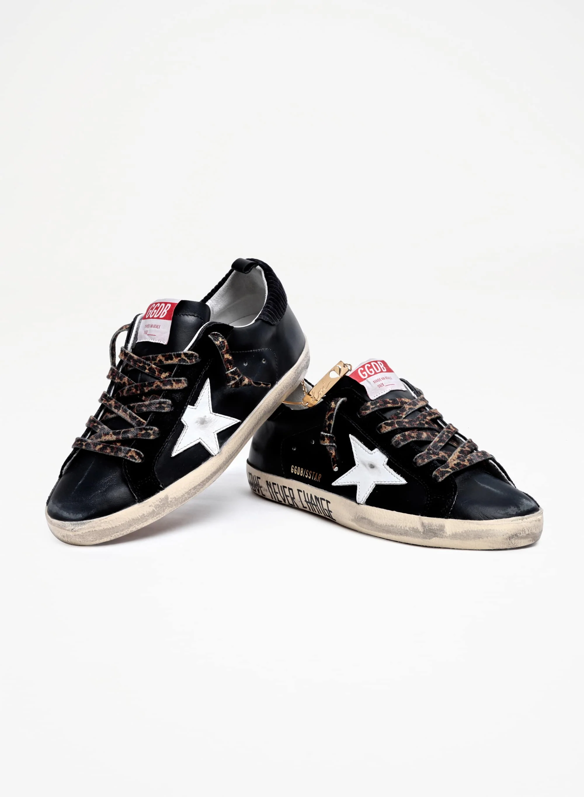 Women | Super-Star Sneakers with Black Upper & Gold Ankle Guard | Black x White - Image 9