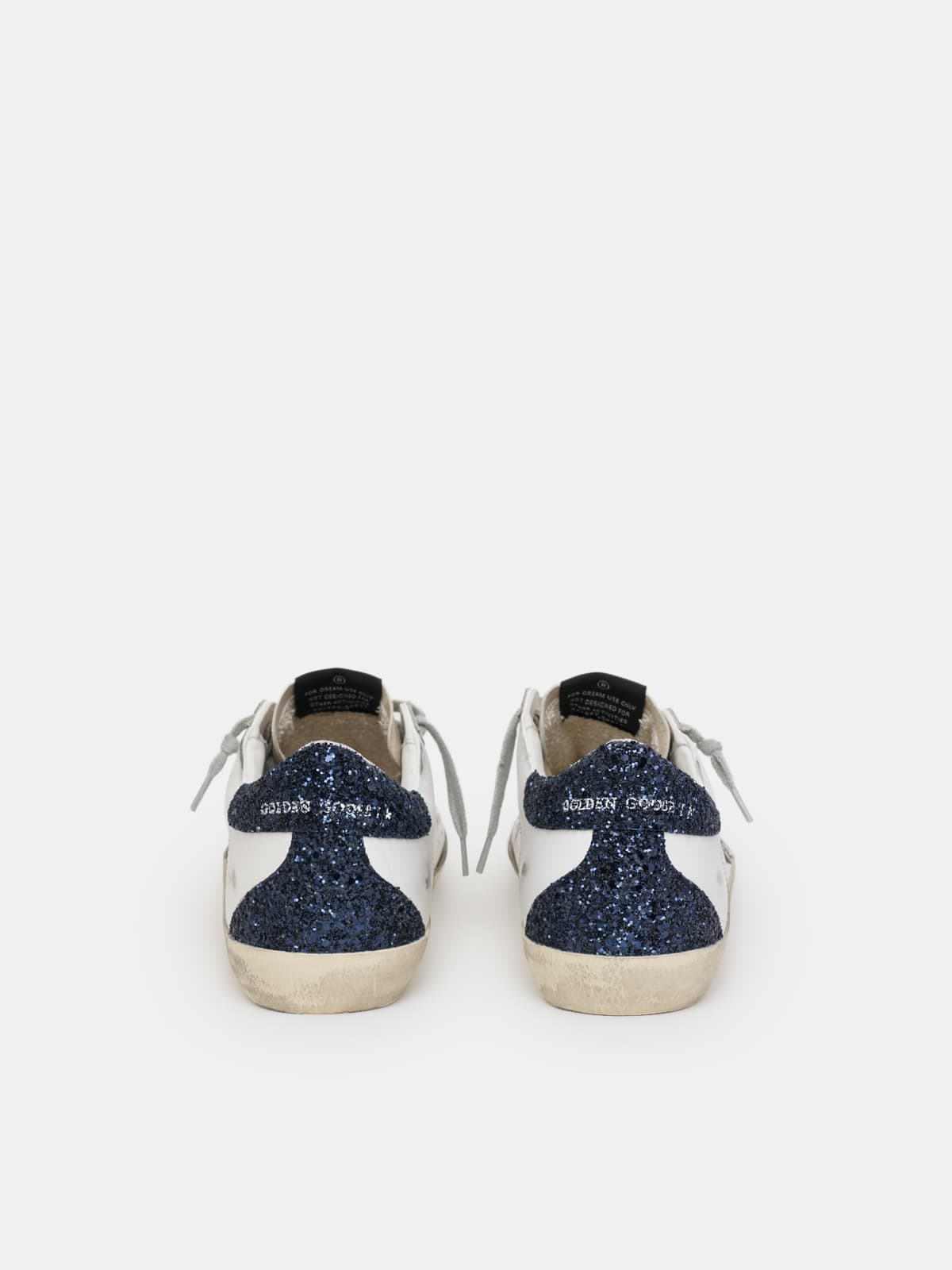 Women | Super-Star Sneakers with Glittery Heel Tab & Star | White x Beige x Silver x Night Blue - Image 5