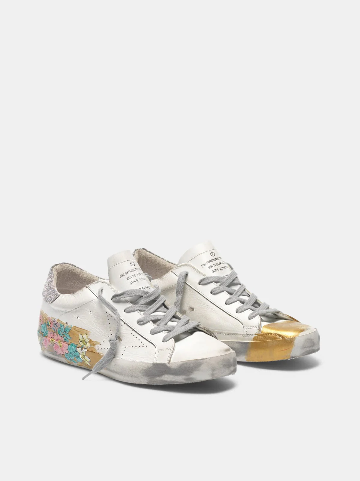 Women | Super-Star Sneakers with Gold Varnish & Hand-Painted Details - Image 2
