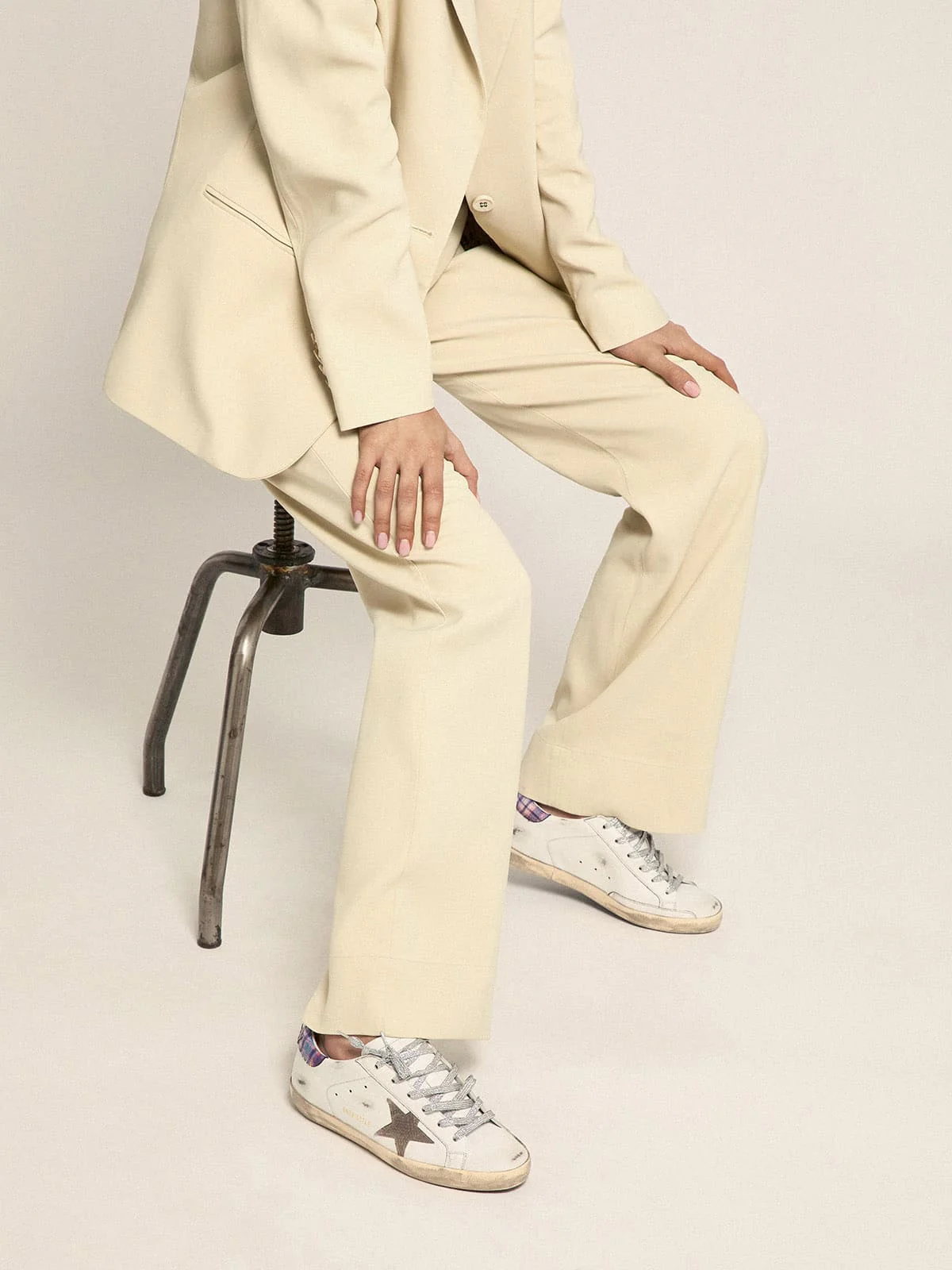 Women | Super-Star Sneakers with Jacquard Heel Tab & Snake-Print Suede Star | White x Beige x Multicolor - Image 9