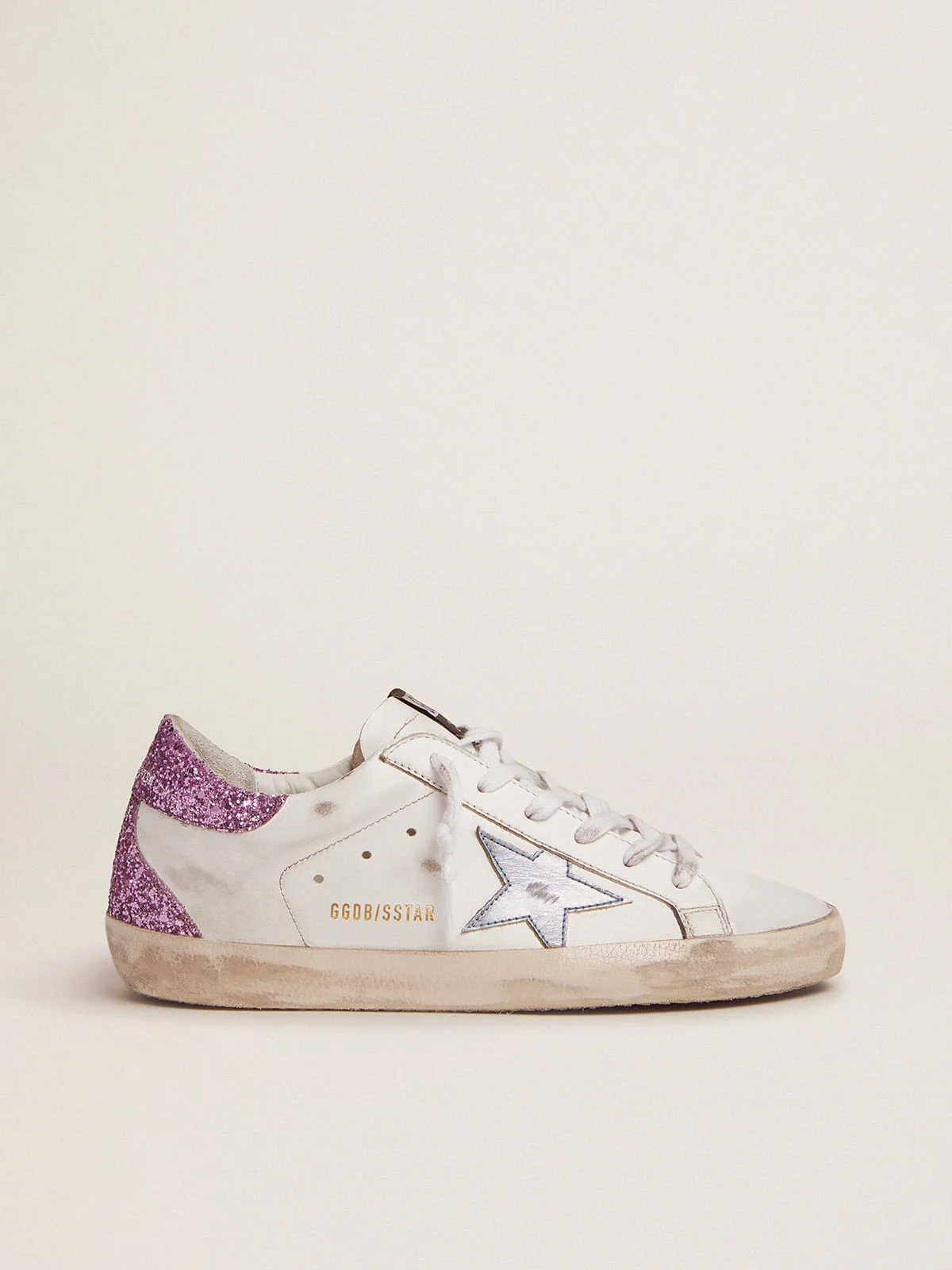 Women | Super-Star Sneakers with Lavender Glitter Heel Tab & Light Blue Star | White x Sky x Lavander - Image 7