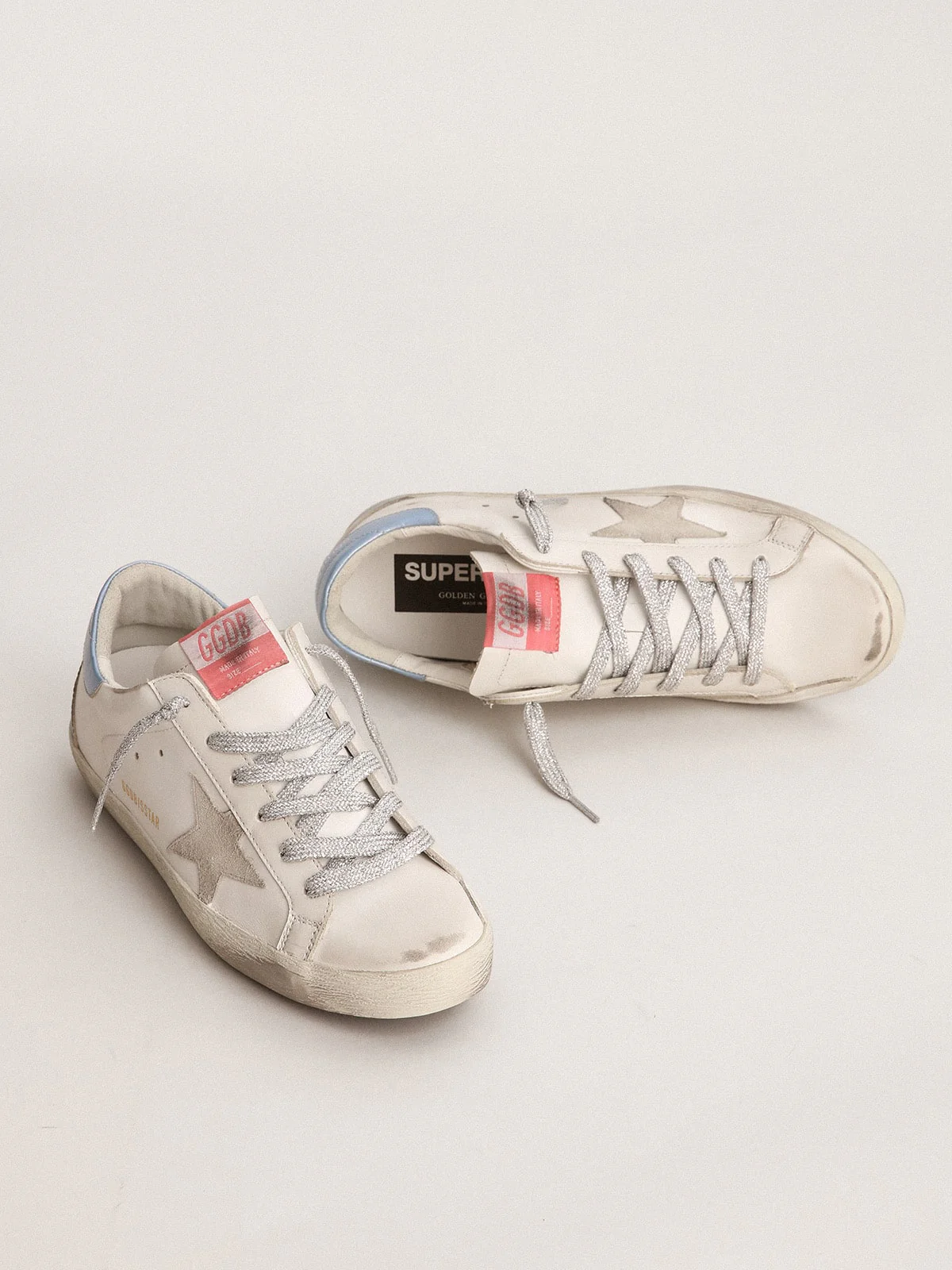 Women | Super-Star Sneakers with Light Blue Heel Tab & Ice-Gray Star | White x Ice x Sky - Image 3
