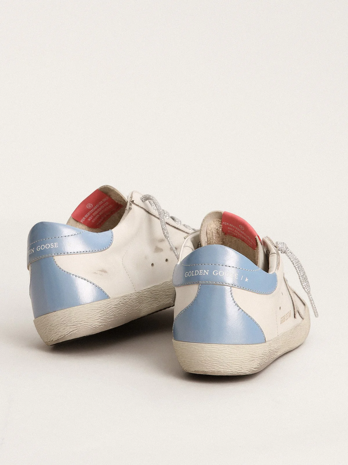 Women | Super-Star Sneakers with Light Blue Heel Tab & Ice-Gray Star | White x Ice x Sky - Image 7