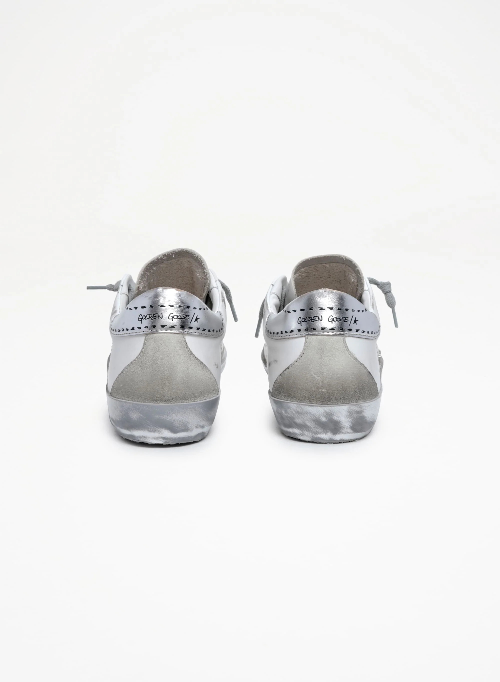 Women | Super-Star Sneakers with Silver Laminated Leather Heel Tab & Printed Detail | White x Black x Silver x Ice - Image 3