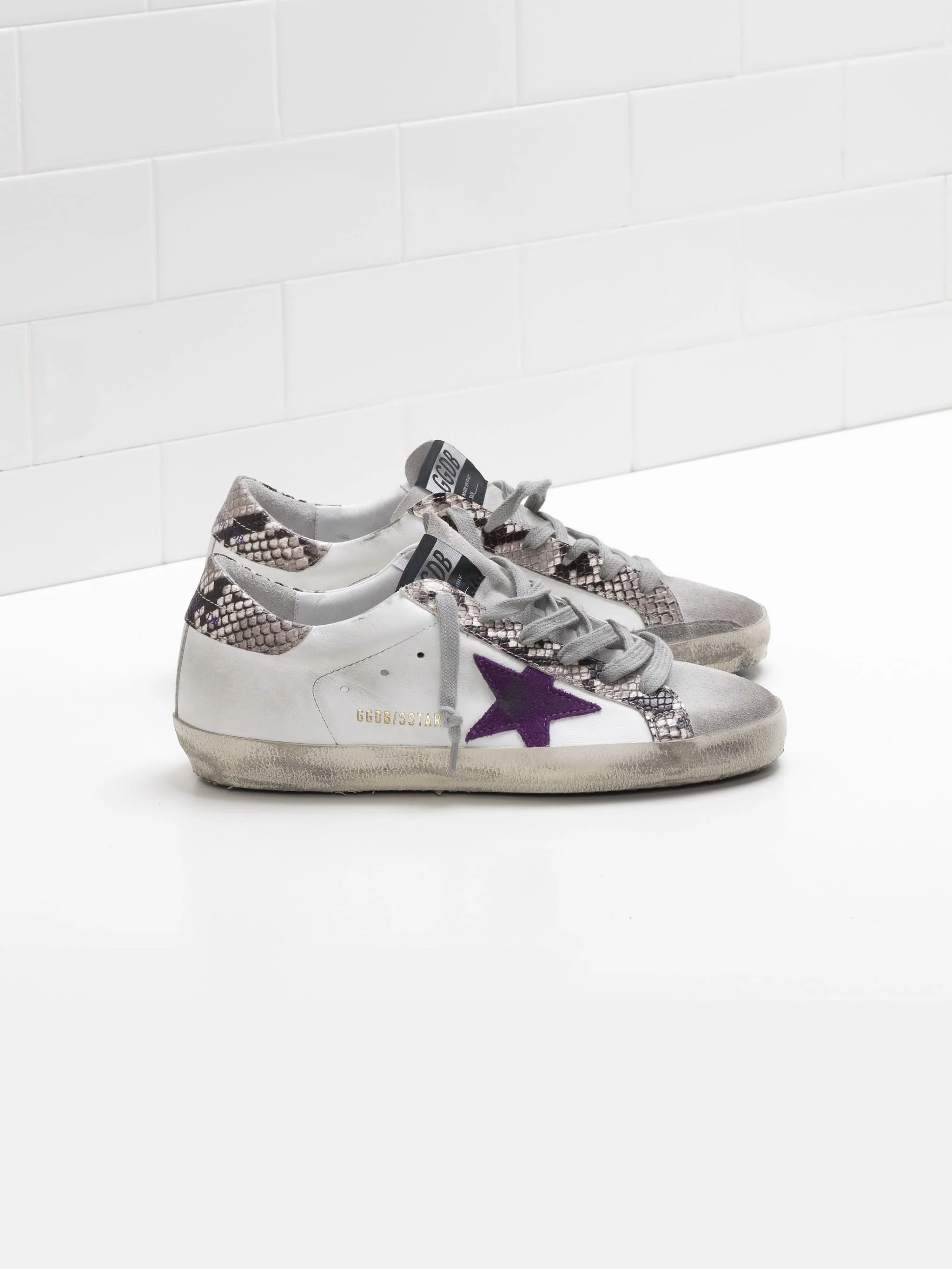 Women | Super-Star Sneakers with Snakeskin Print Inserts - Image 4