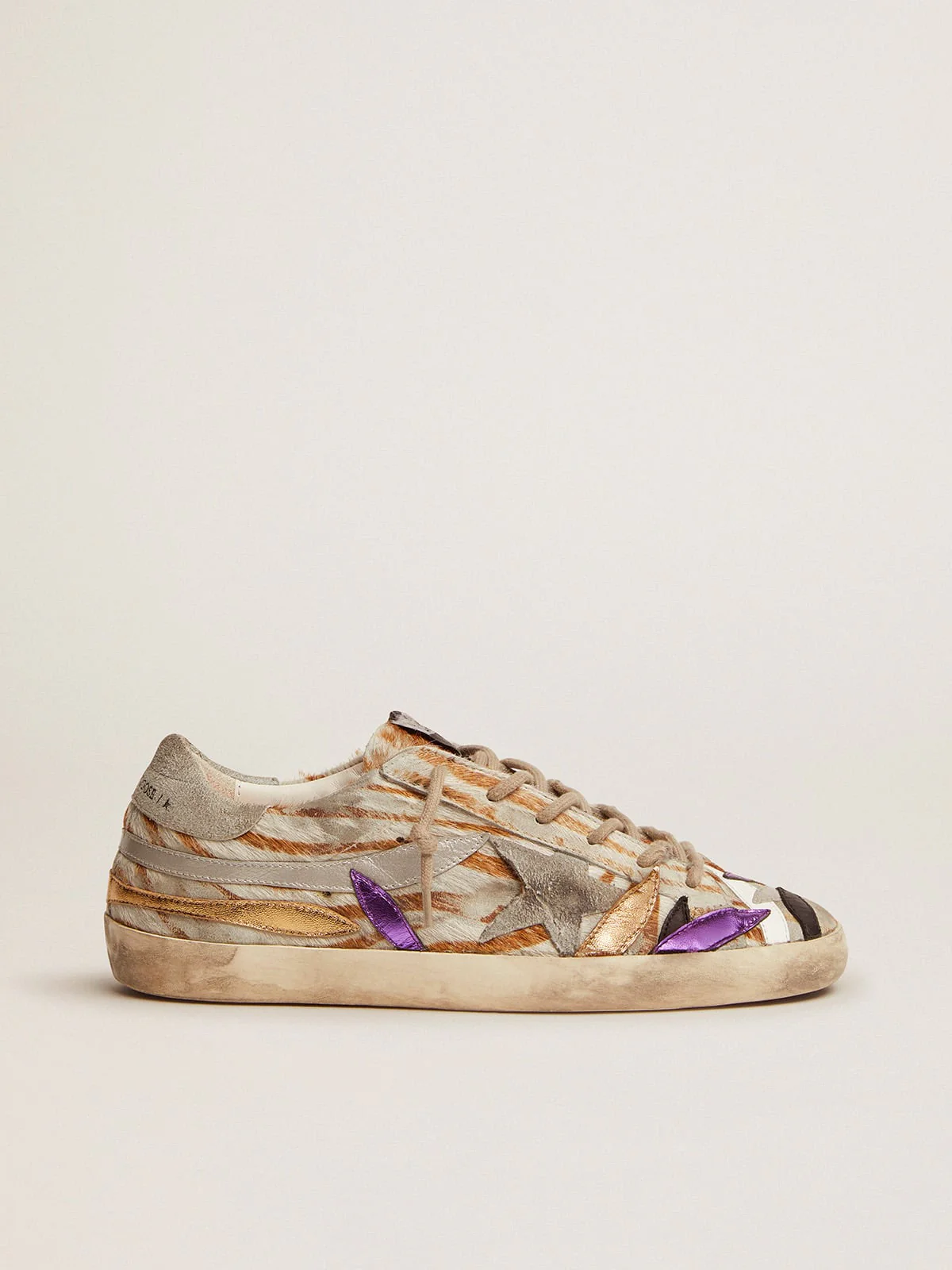 Women | Super-Star Sneakers Zebra-Print Pony Skin with Colored Laminated Leather Petals | Beige White Leo x Ice x Multicolor - Image 8