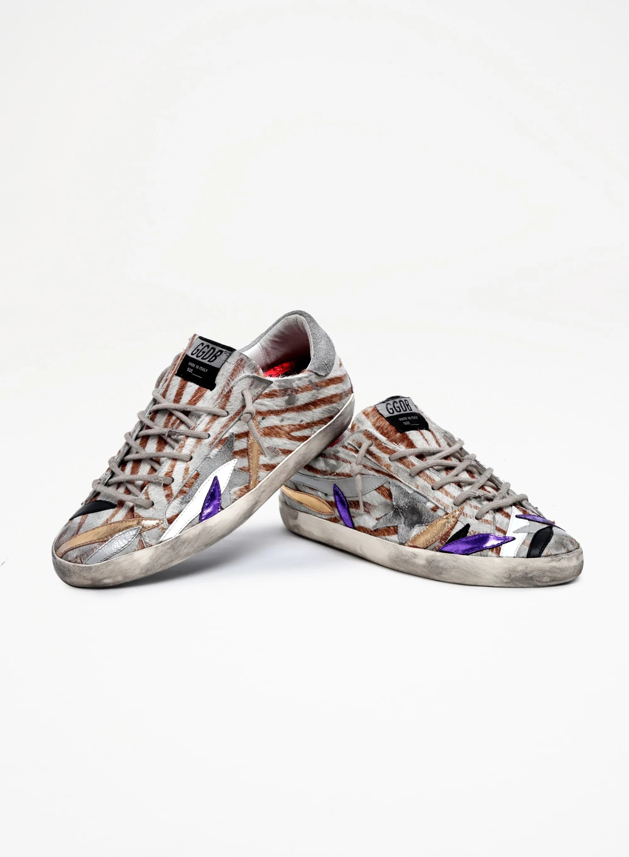 Women | Super-Star Sneakers Zebra-Print Pony Skin with Colored Laminated Leather Petals | Beige White Leo x Ice x Multicolor - Image 9